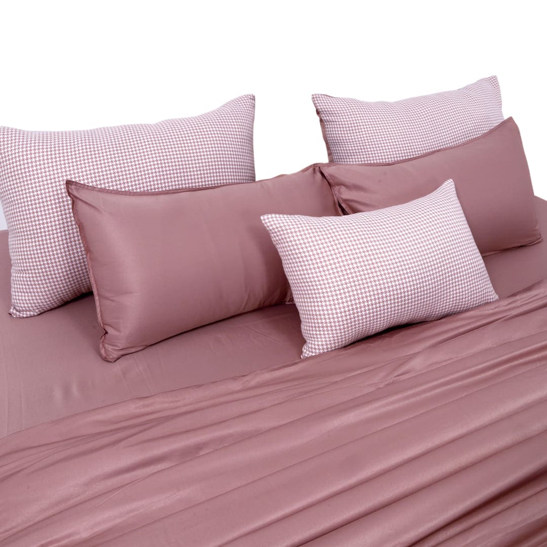 ZARF Italian Staple Weave Comforter With 2 Designer Pillow Cases 1 Breakfast Cushion Cover - Sorbet