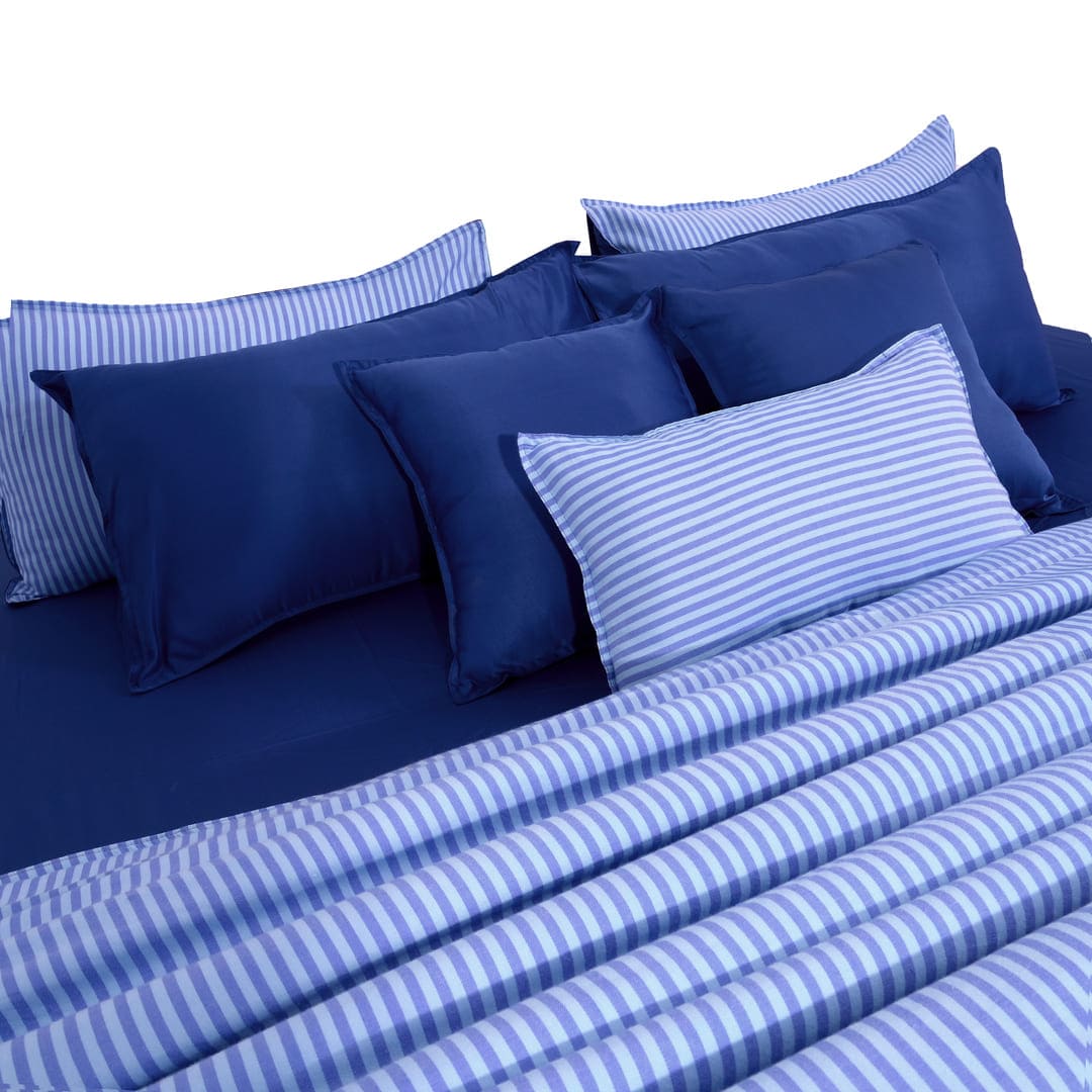 Zarf Linen Blend Bedding Set Of 9 - Sail