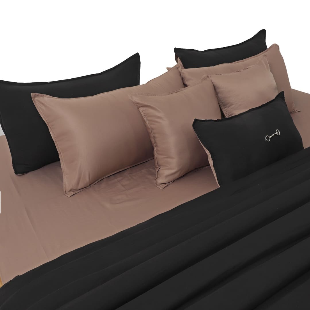 Linen Blend AC Comforter With 2 Pillow Cases and 1 Breakfast Pillow - Cosmos