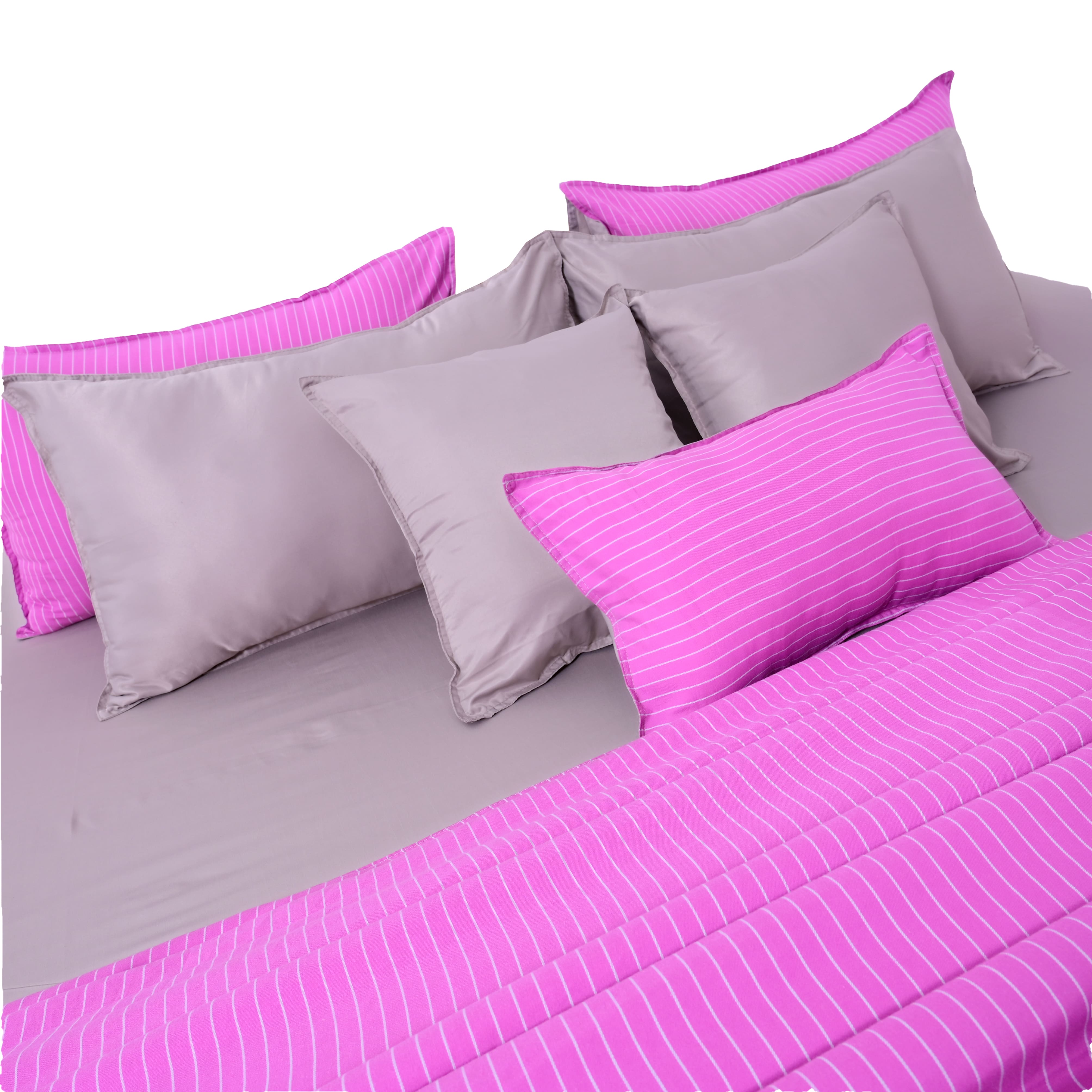 Linen Blend AC Comforter With 2 Pillow Cases and 1 Breakfast Pillow - Noor