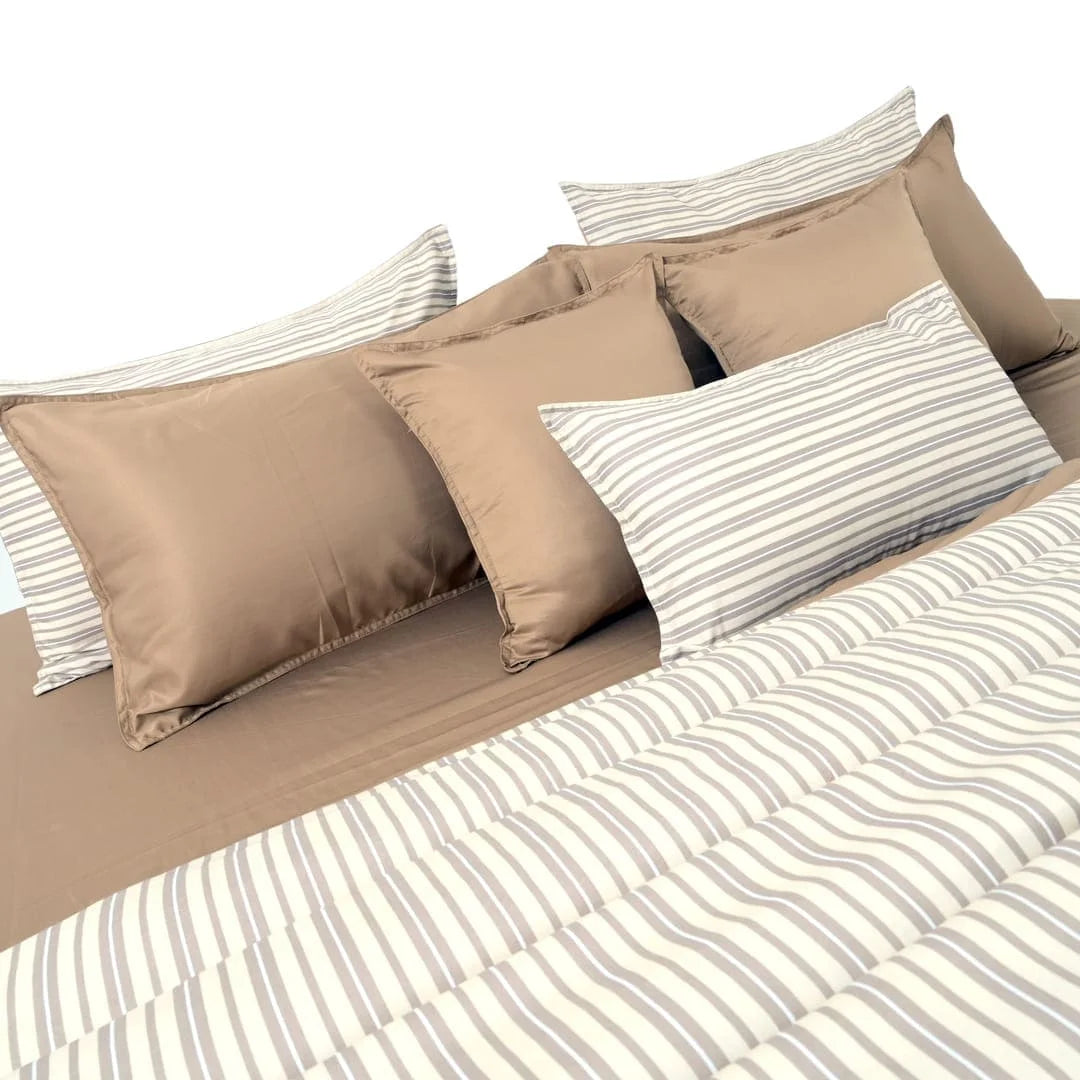 Linen Blend AC Comforter With 2 Pillow Cases and 1 Breakfast Pillow - Vesper