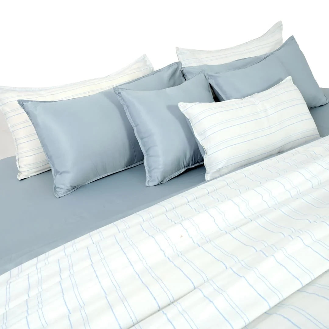 Linen Blend AC Comforter With 2 Pillow Cases and 1 Breakfast Pillow - Shore