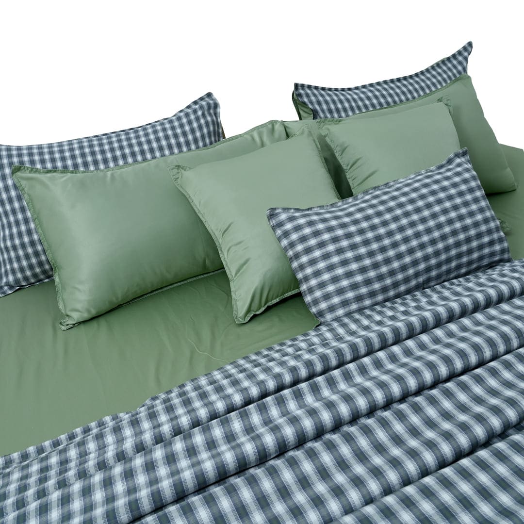 Linen Blend AC Comforter With 2 Pillow Cases and 1 Breakfast Pillow - Nordic