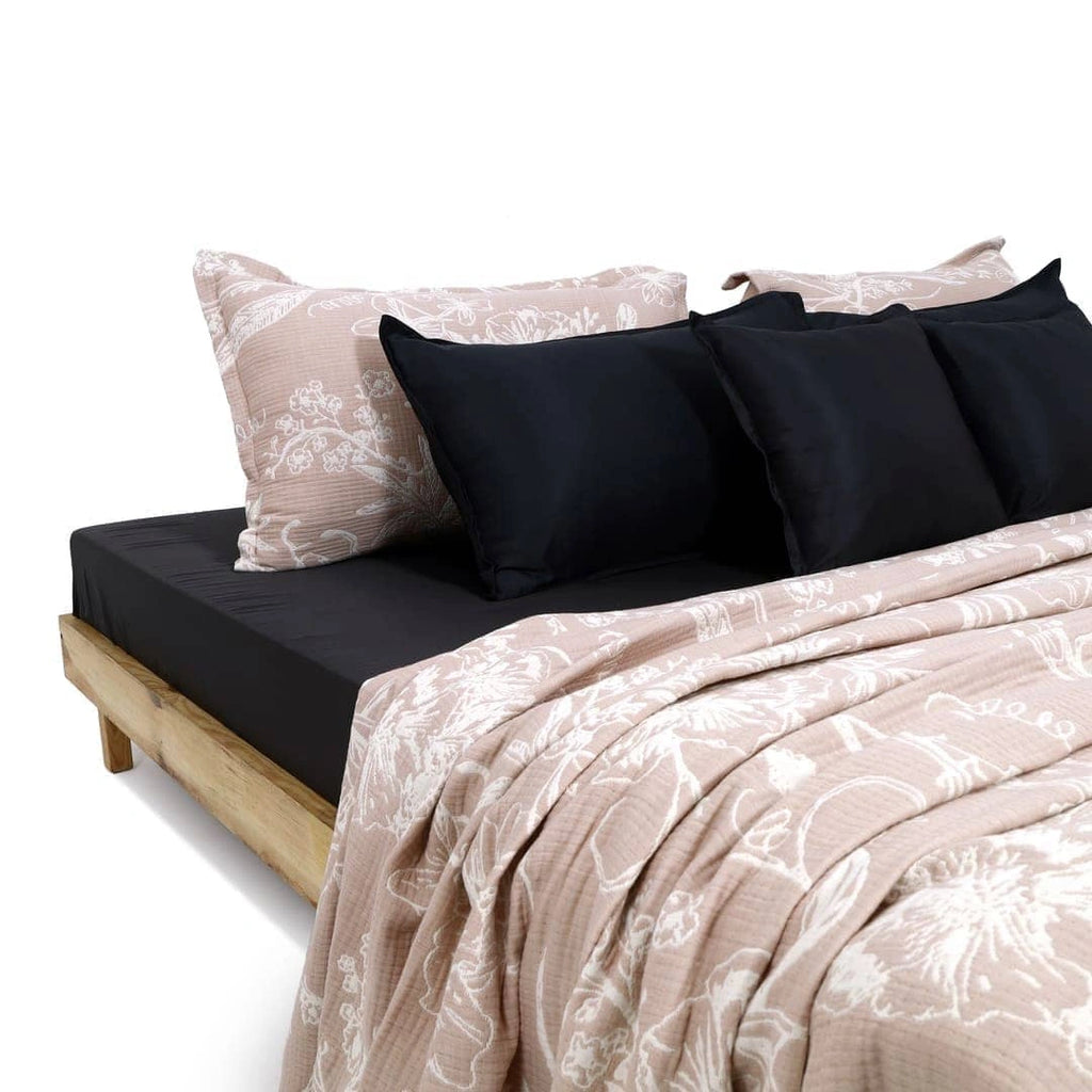 Zarf King Size Pure Cotton Cottage Blanket with 2 Pillowcases - Candyfloss