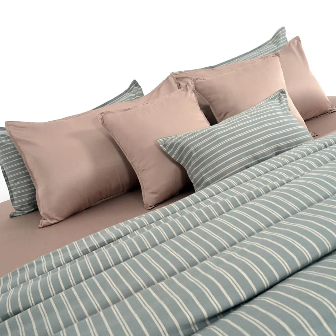 Linen Blend AC Comforter With 2 Pillow Cases and 1 Breakfast Pillow - Grove