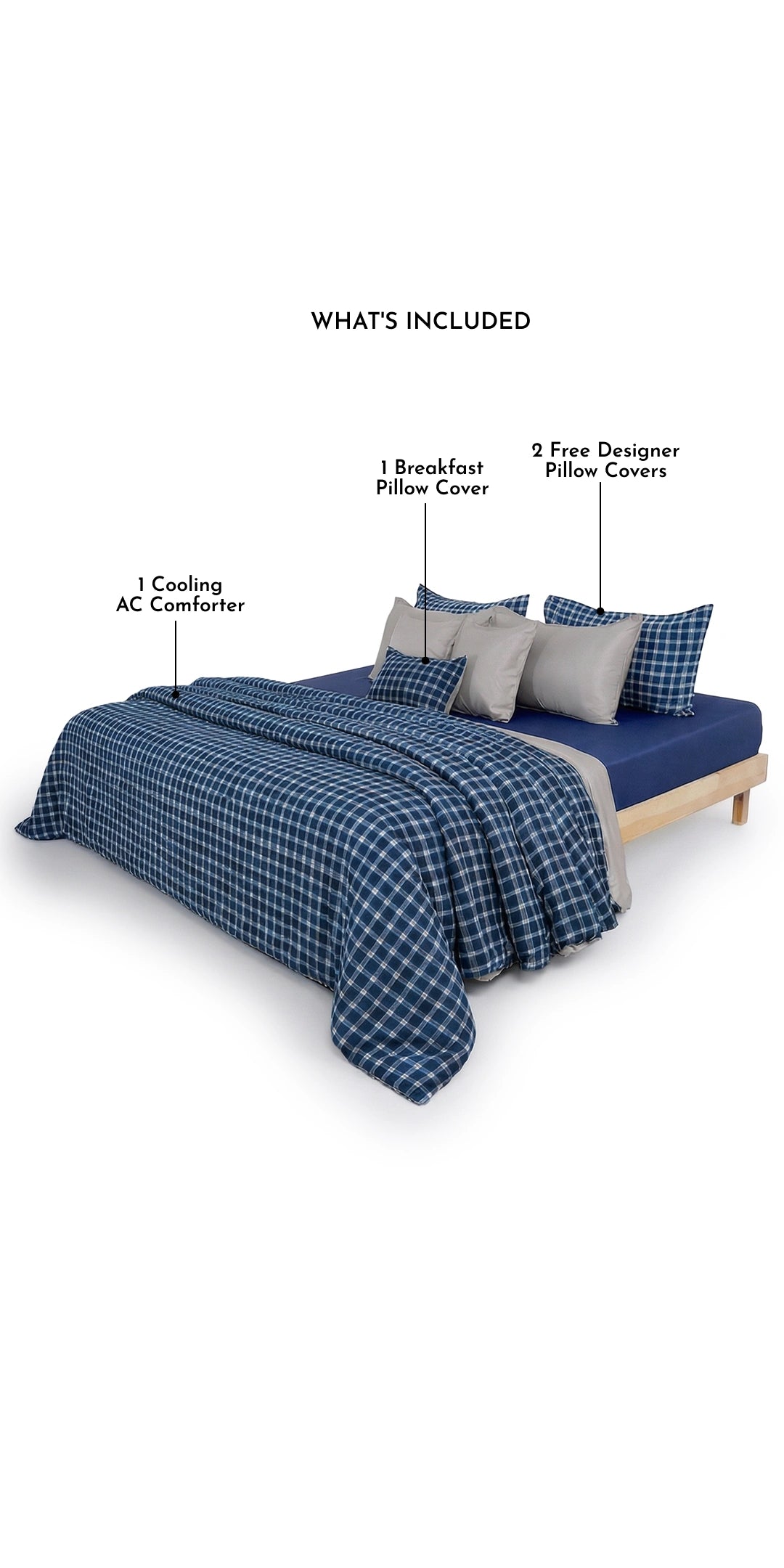 Linen Blend AC Comforter With 2 Pillow Cases and 1 Breakfast Pillow - Texon