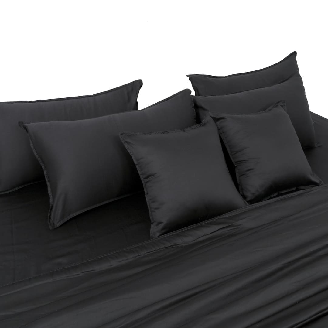 Zeries Egyptian Cotton Bedsheets With 2 Pillow Cases & 2 Cushion Covers - Raven