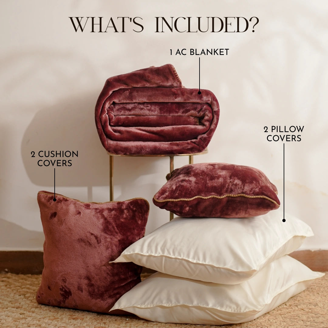 ZARF ALL-SEASON PREMIUM AC BLANKET SET OF 5 - Mulberry