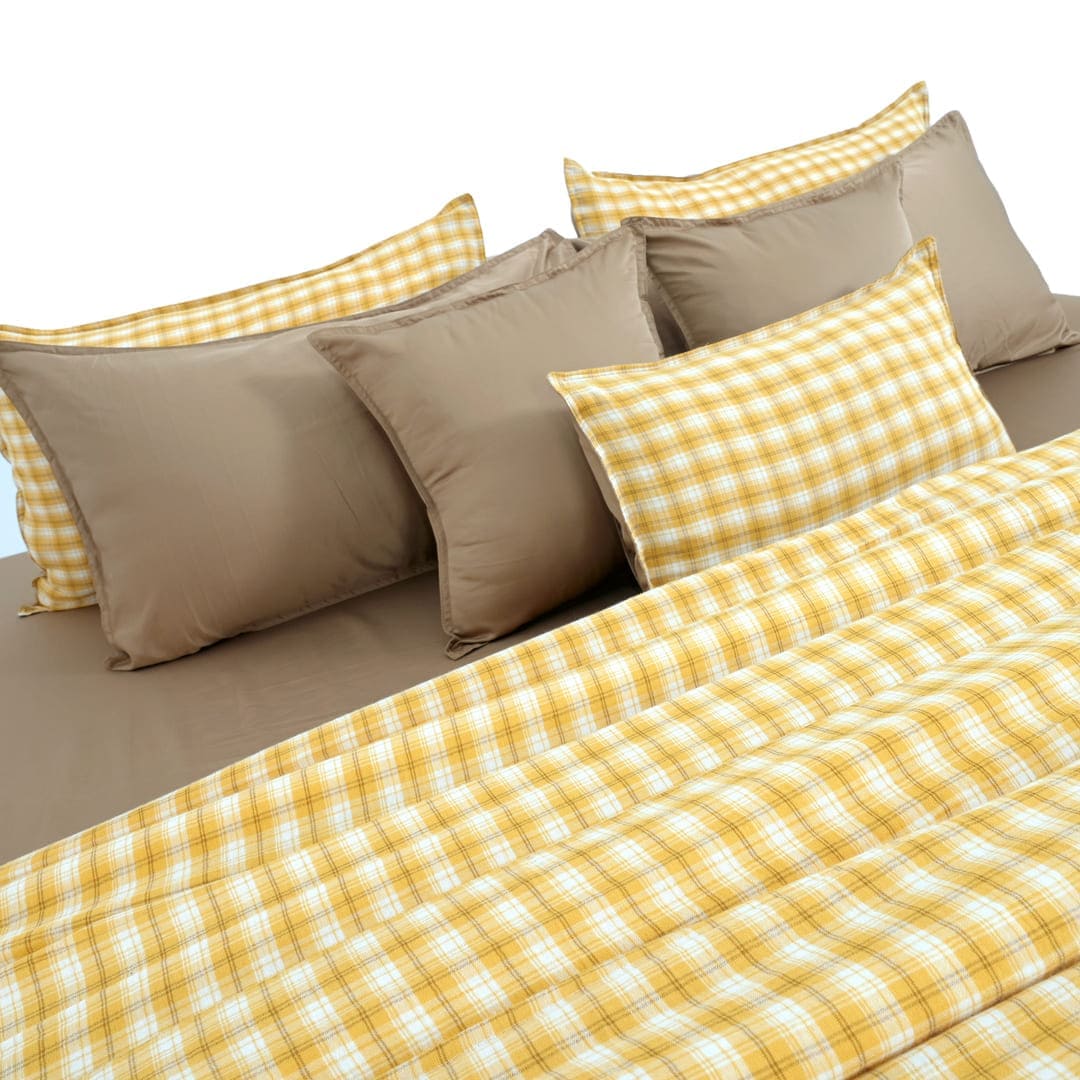 Linen Blend AC Comforter With 2 Pillow Cases and 1 Breakfast Pillow - Maple