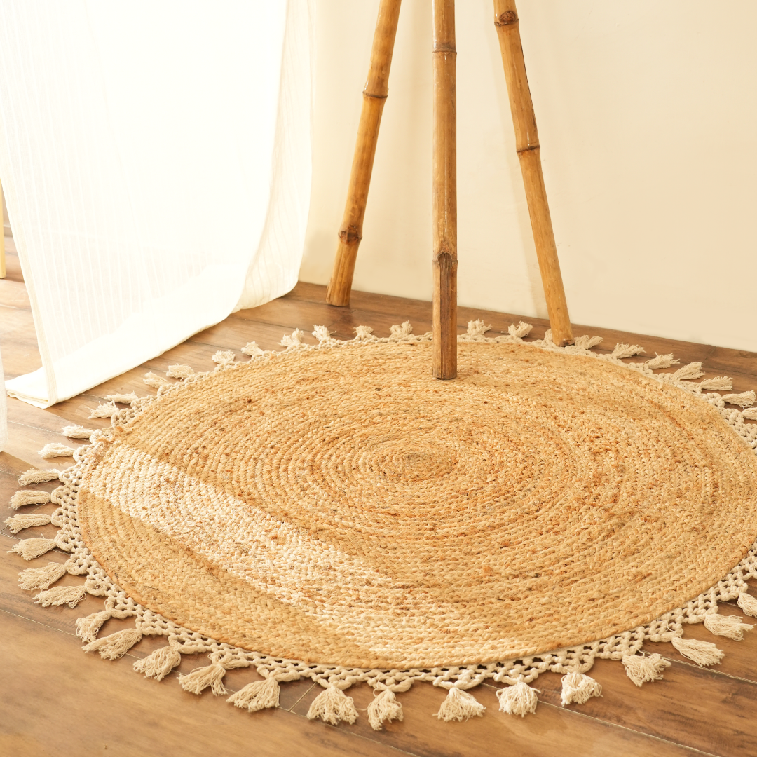 Ultra Large Natural Jute and Cotton Floor Carpet