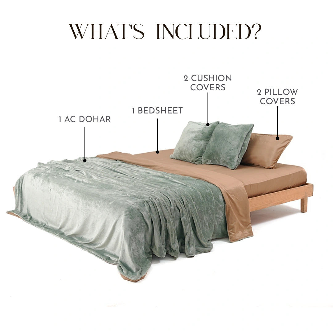 ZARF PREMIUM AC DOHAR FOR SINGLE BED SIZE SET OF 6 - Greenstone