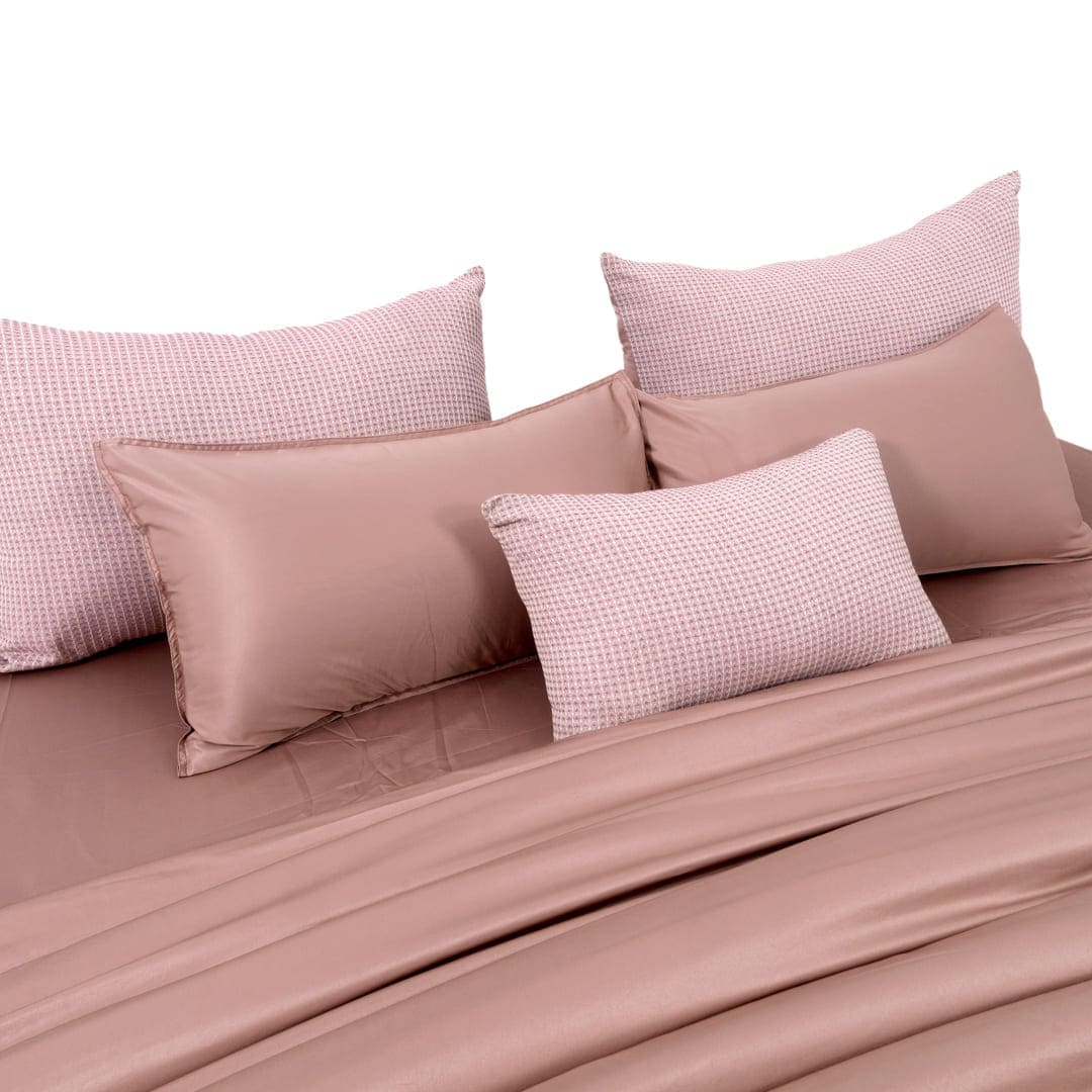 ZARF Italian Staple Weave Comforter With 2 Designer Pillow Cases 1 Breakfast Cushion Cover - Amour