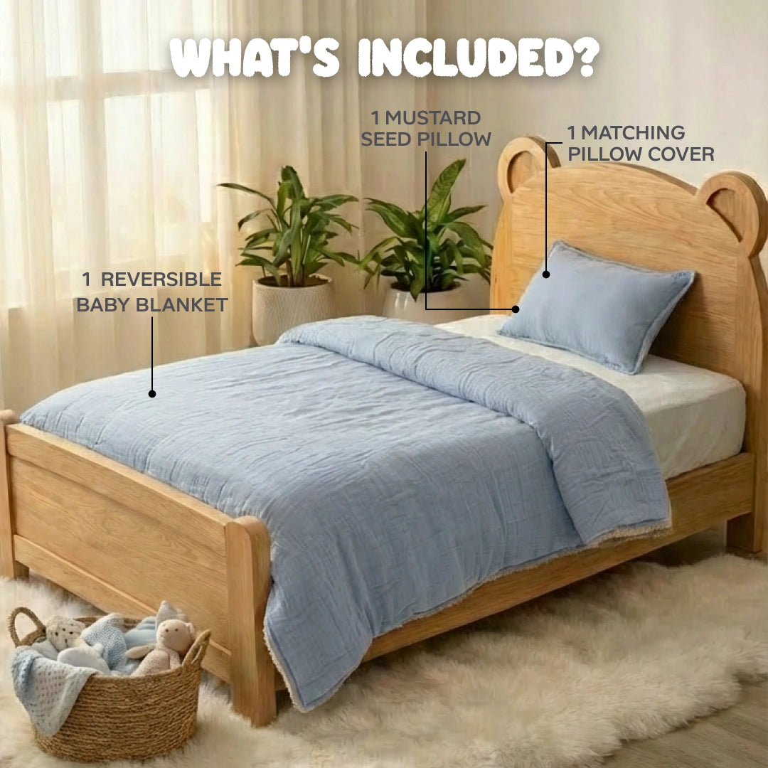 Reversible Baby Blanket With 1 Pillow & 1 Pillow Cover - Luna Pop