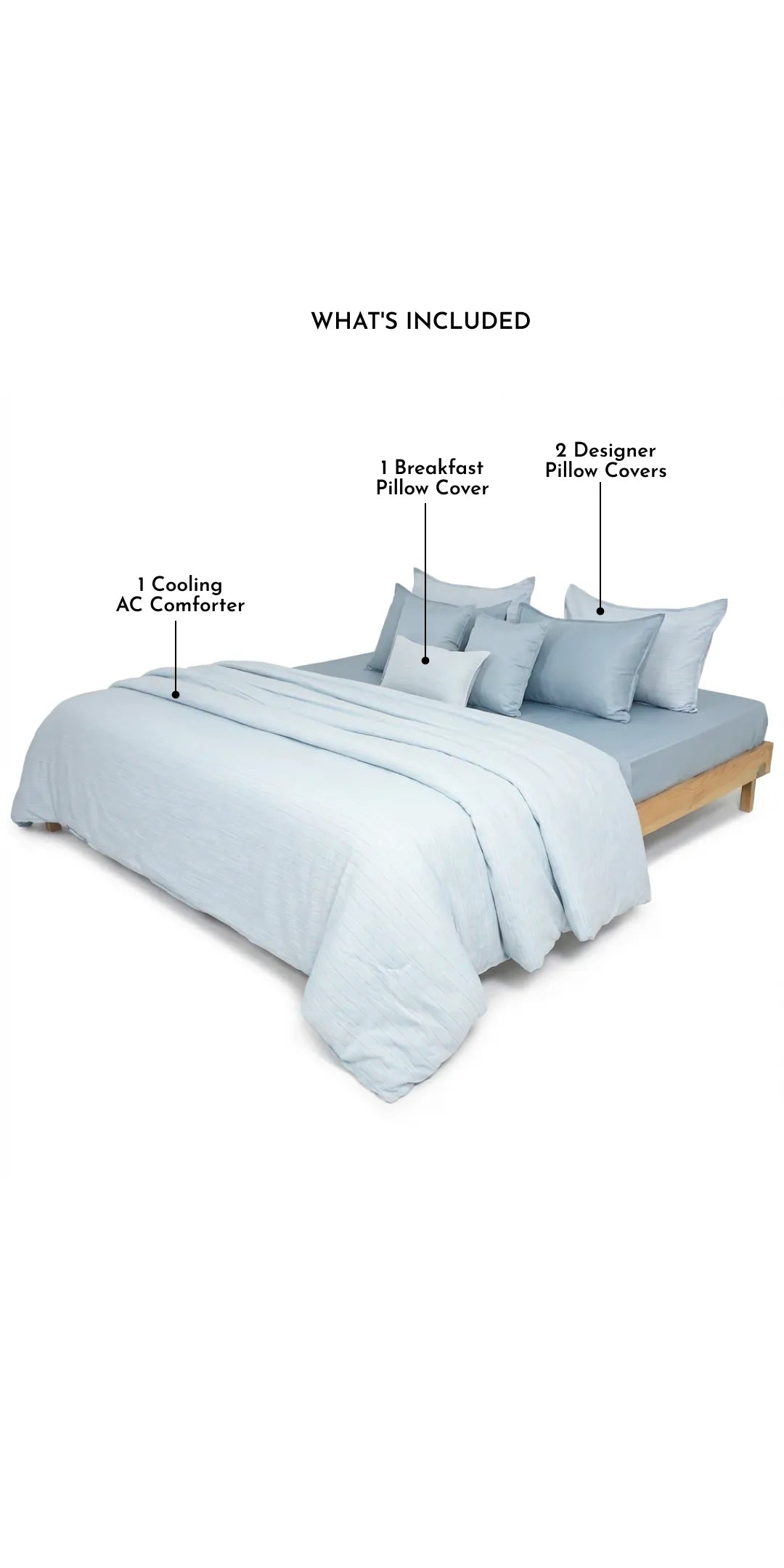 Linen Blend AC Comforter With 2 Pillow Cases and 1 Breakfast Pillow - Mirelle