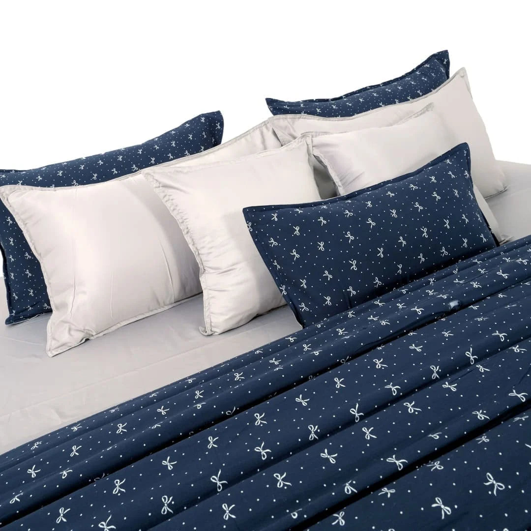 Linen Blend AC Comforter With 2 Pillow Cases and 1 Breakfast Pillow - Ruban