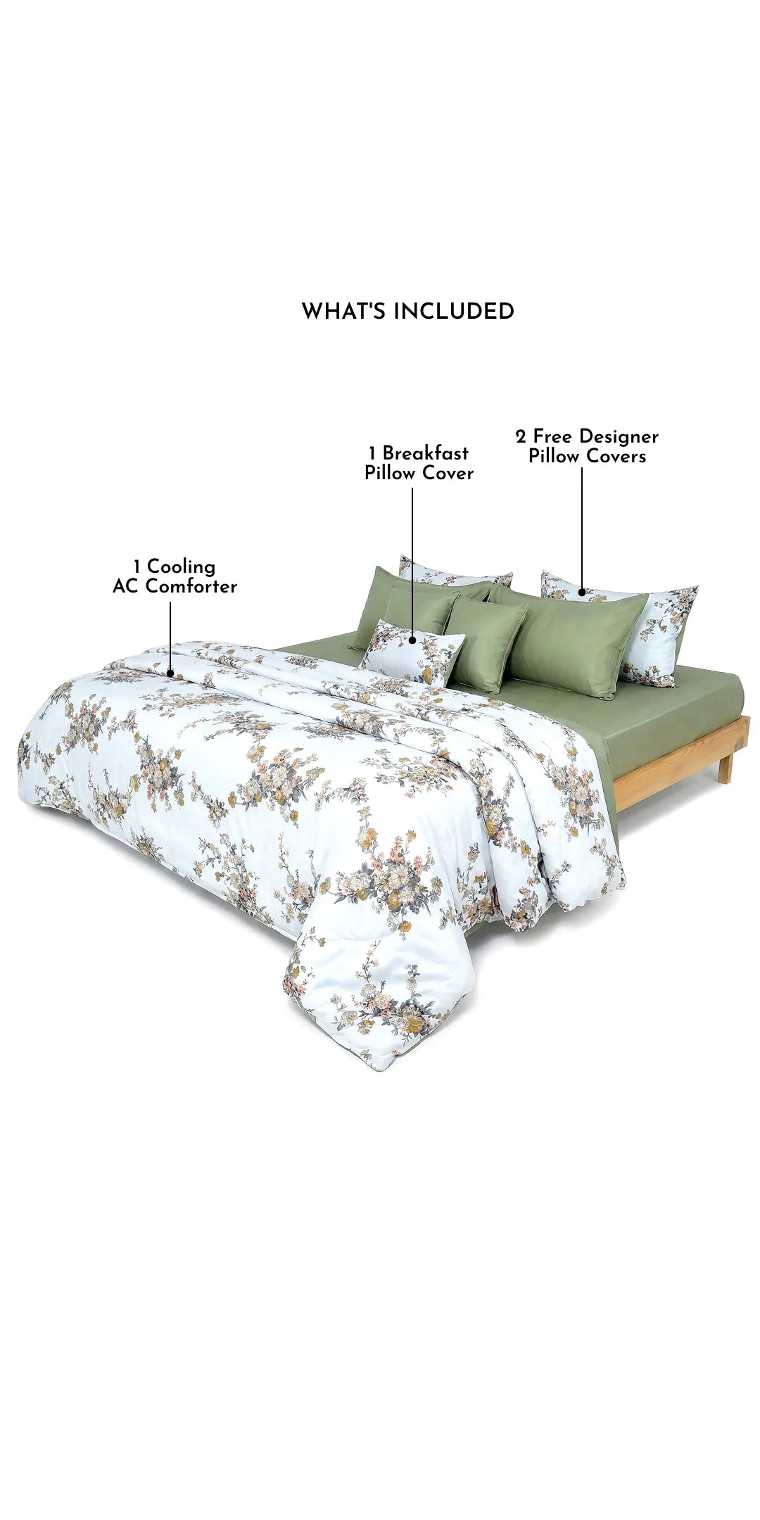 Zarf AC Comforter With 2 Pillow Cases and 1 Breakfast Pillow - Ember