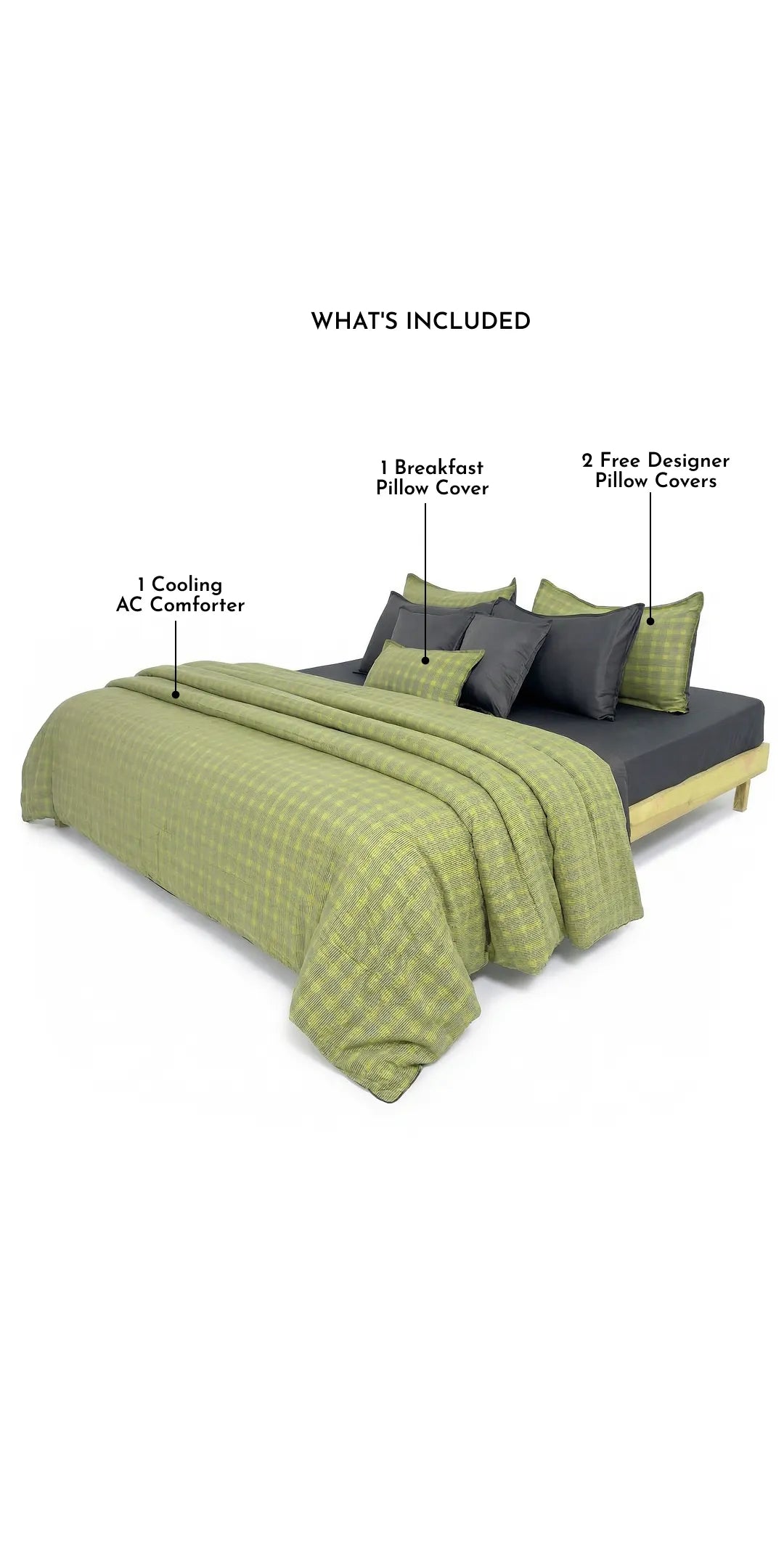 Linen Blend AC Comforter With 2 Pillow Cases and 1 Breakfast Pillow - Vireo