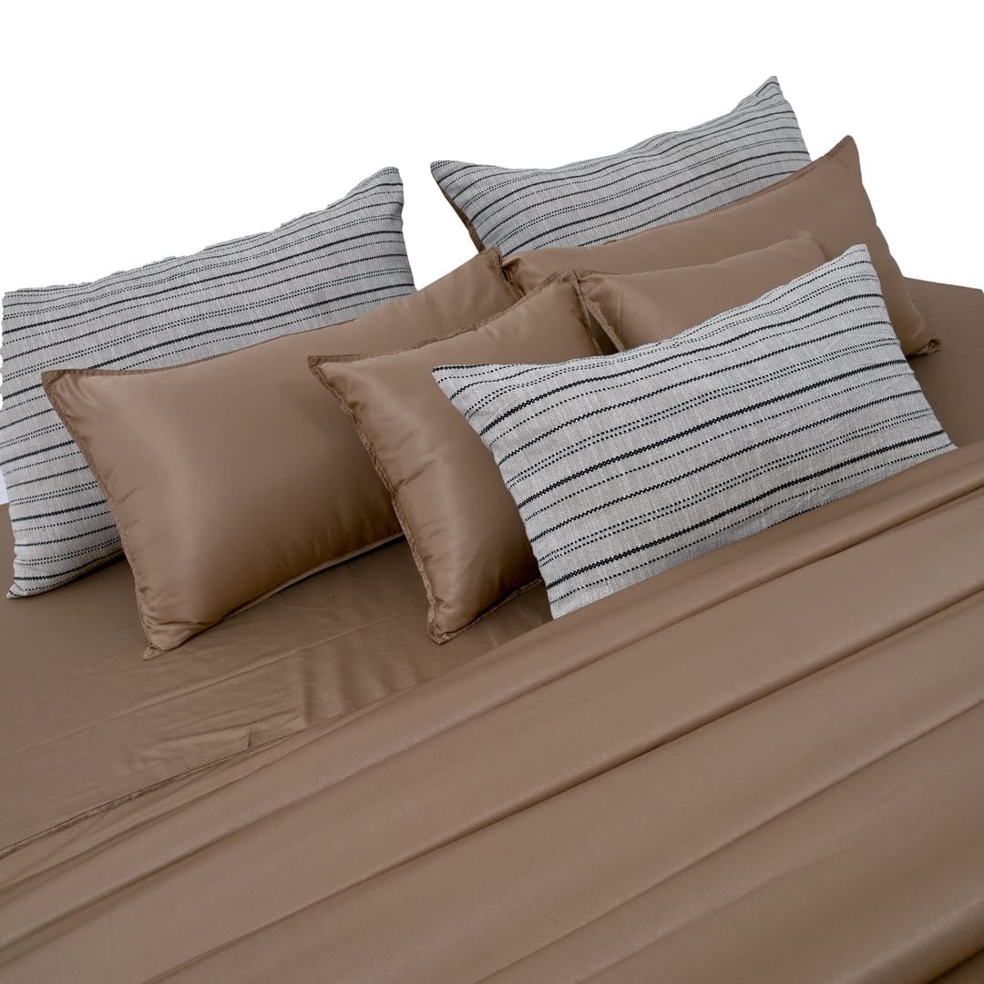 ZARF Italian Staple Weave Comforter With 2 Designer Pillow Cases 1 Breakfast Cushion Cover - Roux