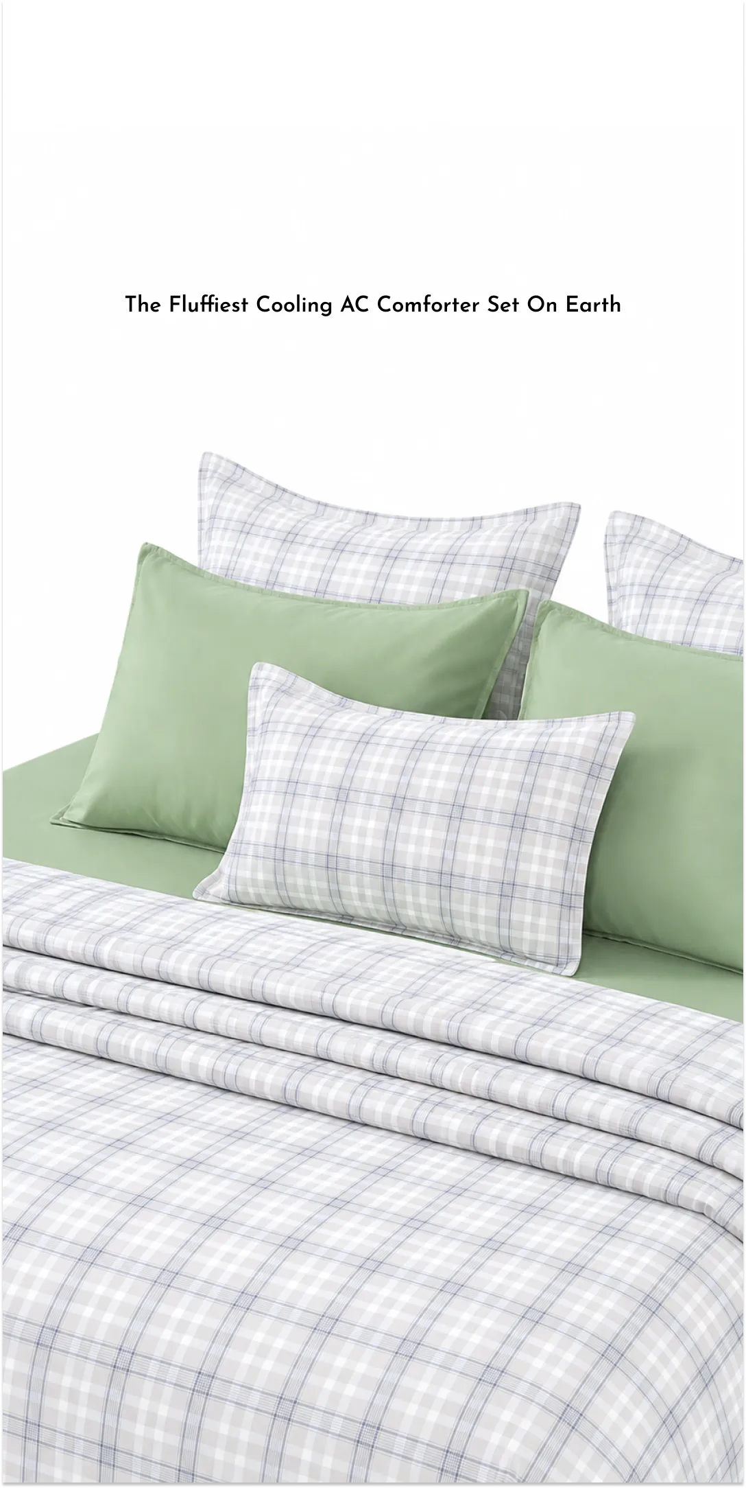 Linen Blend AC Comforter With 2 Pillow Cases and 1 Breakfast Pillow - Pistachio