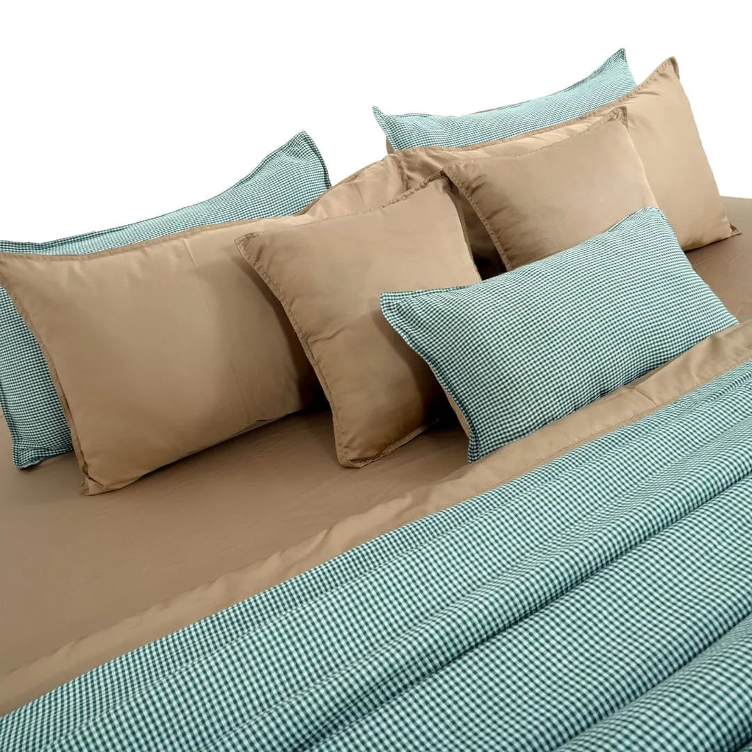 Linen Blend AC Comforter With 2 Pillow Cases and 1 Breakfast Pillow - Brume