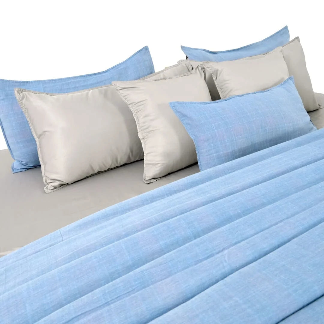 Linen Blend AC Comforter With 2 Pillow Cases and 1 Breakfast Pillow - Xavia