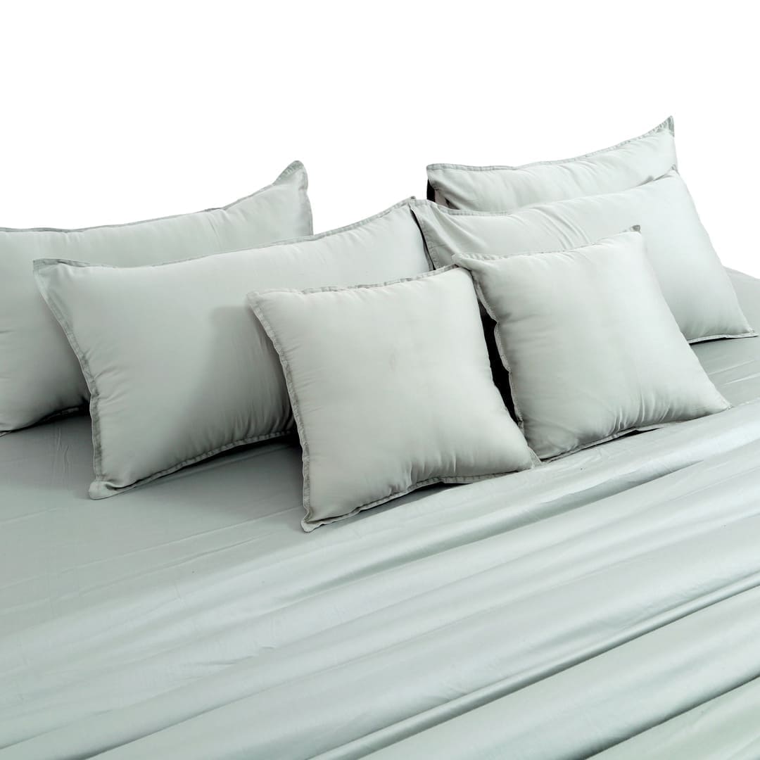Zeries Egyptian Cotton Bedsheets With 2 Pillow Cases & 2 Cushion Covers - Cyan