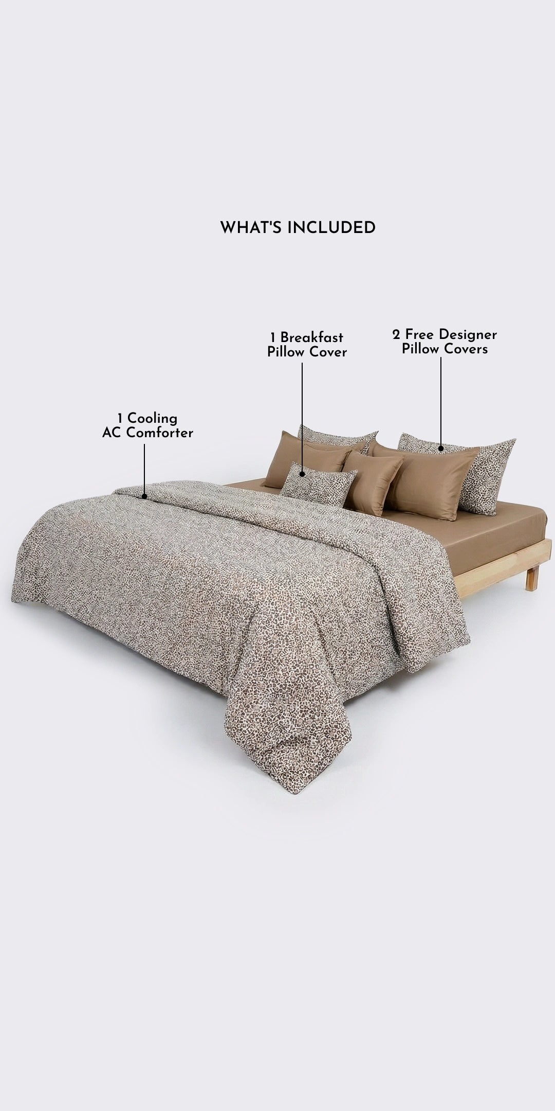 Linen Blend AC Comforter With 2 Pillow Cases and 1 Breakfast Pillow - Leorix