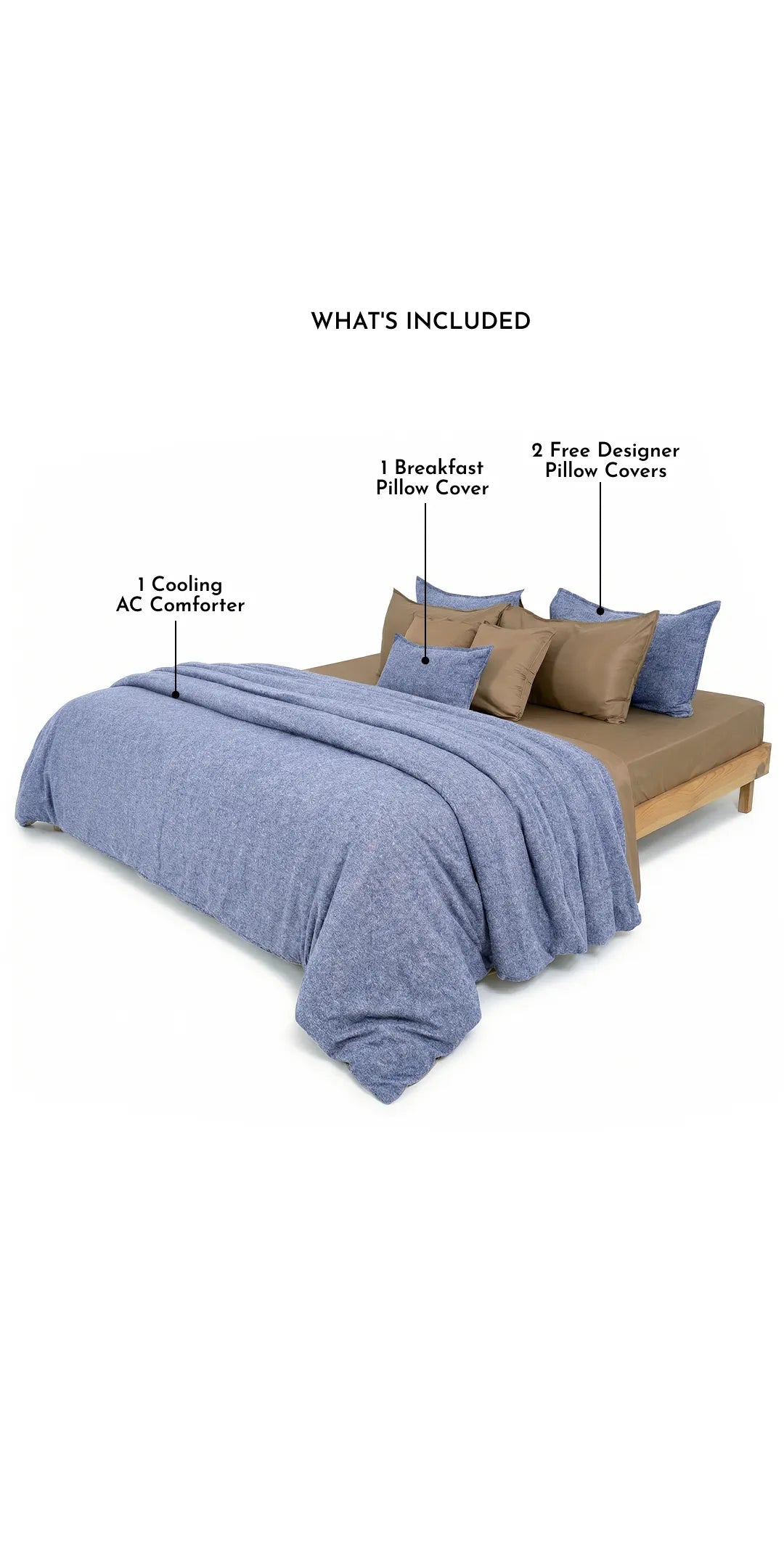 Linen Blend AC Comforter With 2 Pillow Cases and 1 Breakfast Pillow - Fleck
