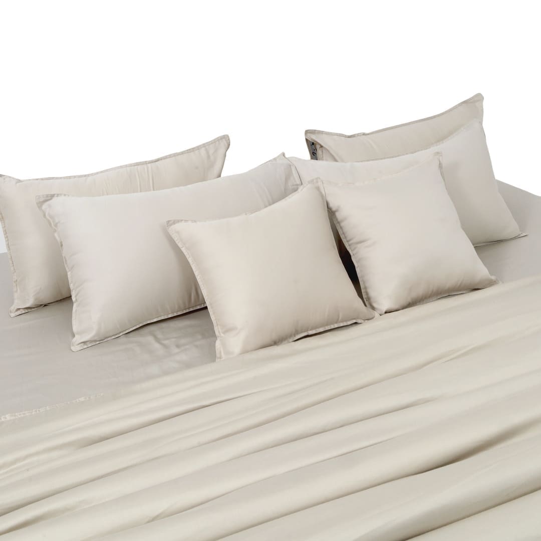 Zeries Egyptian Cotton Bedsheets With 2 Pillow Cases & 2 Cushion Covers - Shell