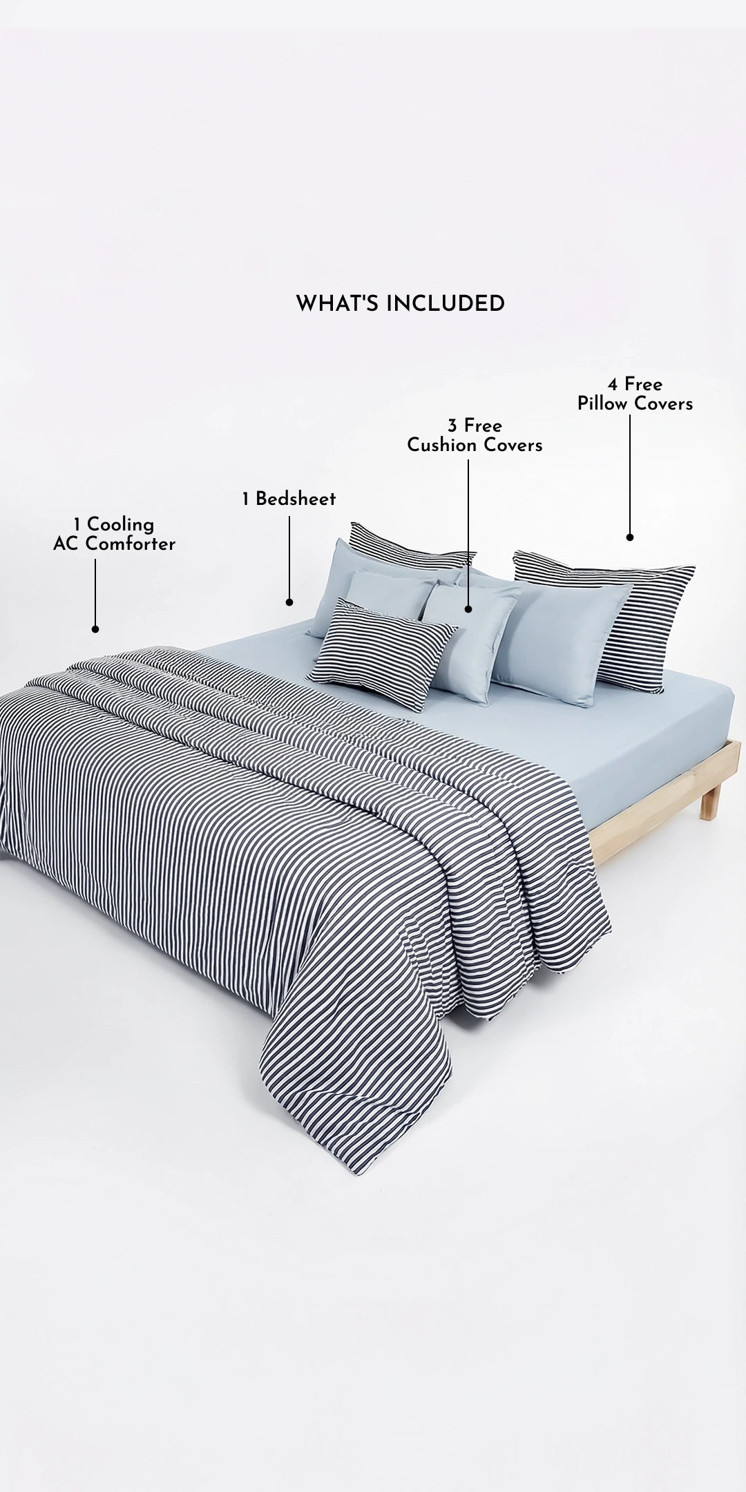 Zarf Linen Blend Bedding Set Of 9 - Nautical