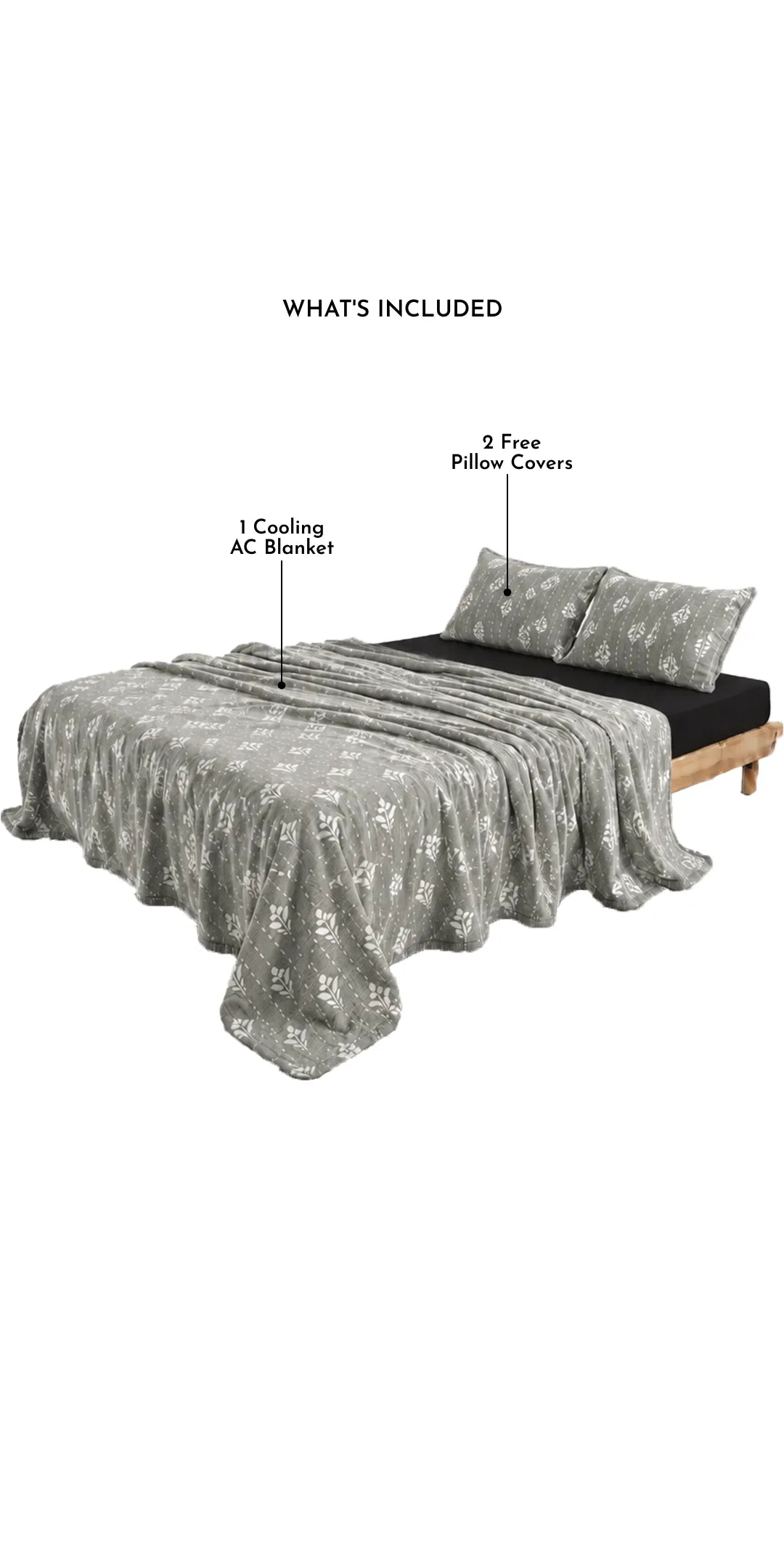 Zarf California King Size Plush Cotton AC Blanket With 2 Pillow Cases - Snowshade