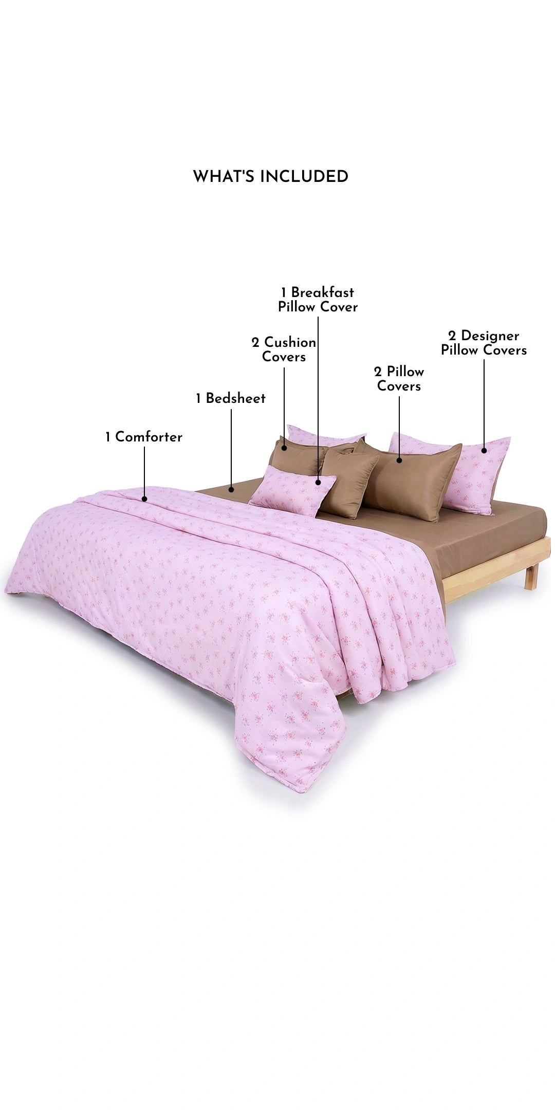 Zarf Linen Blend Bedding Set Of 9 For Single Size Bed - Florinex