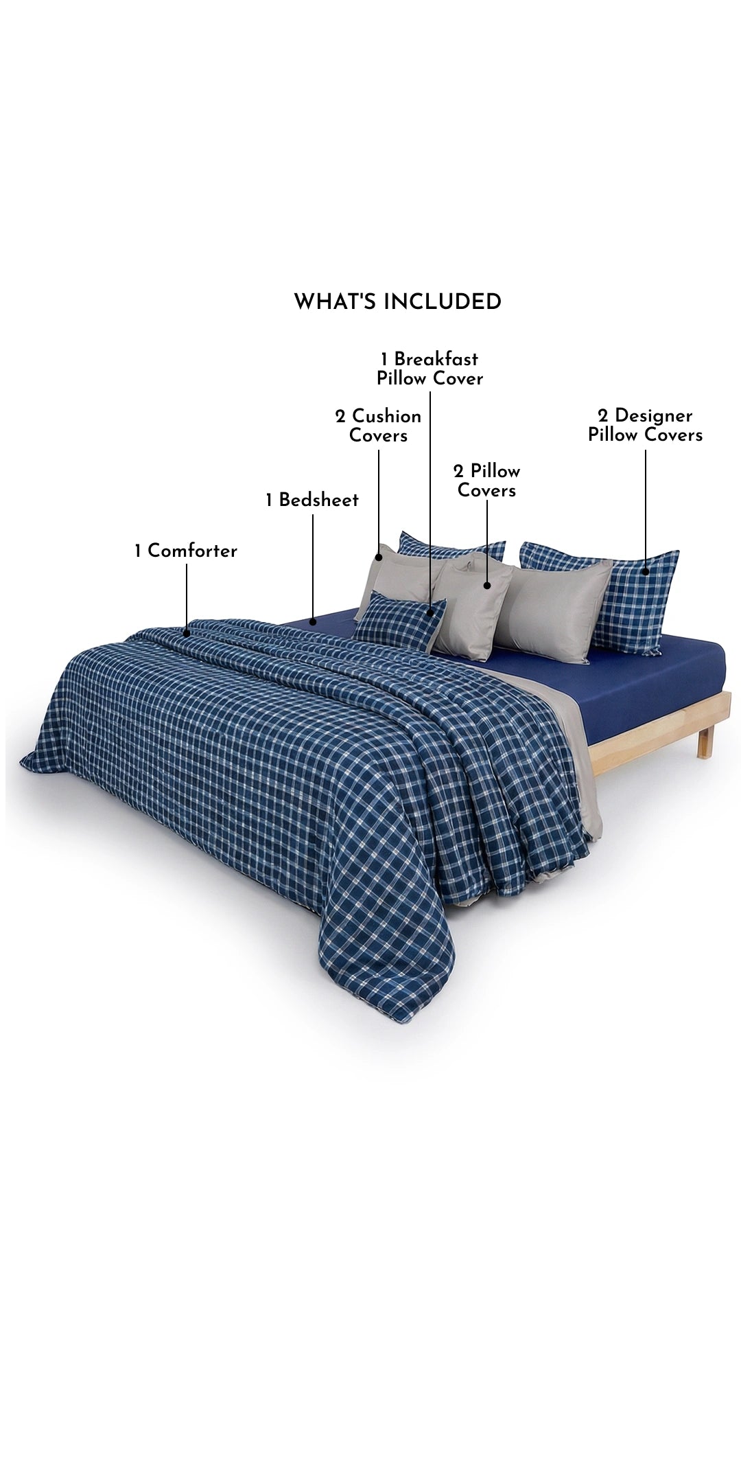 Zarf Linen Blend Bedding Set Of 9 For Single Size Bed - Texon