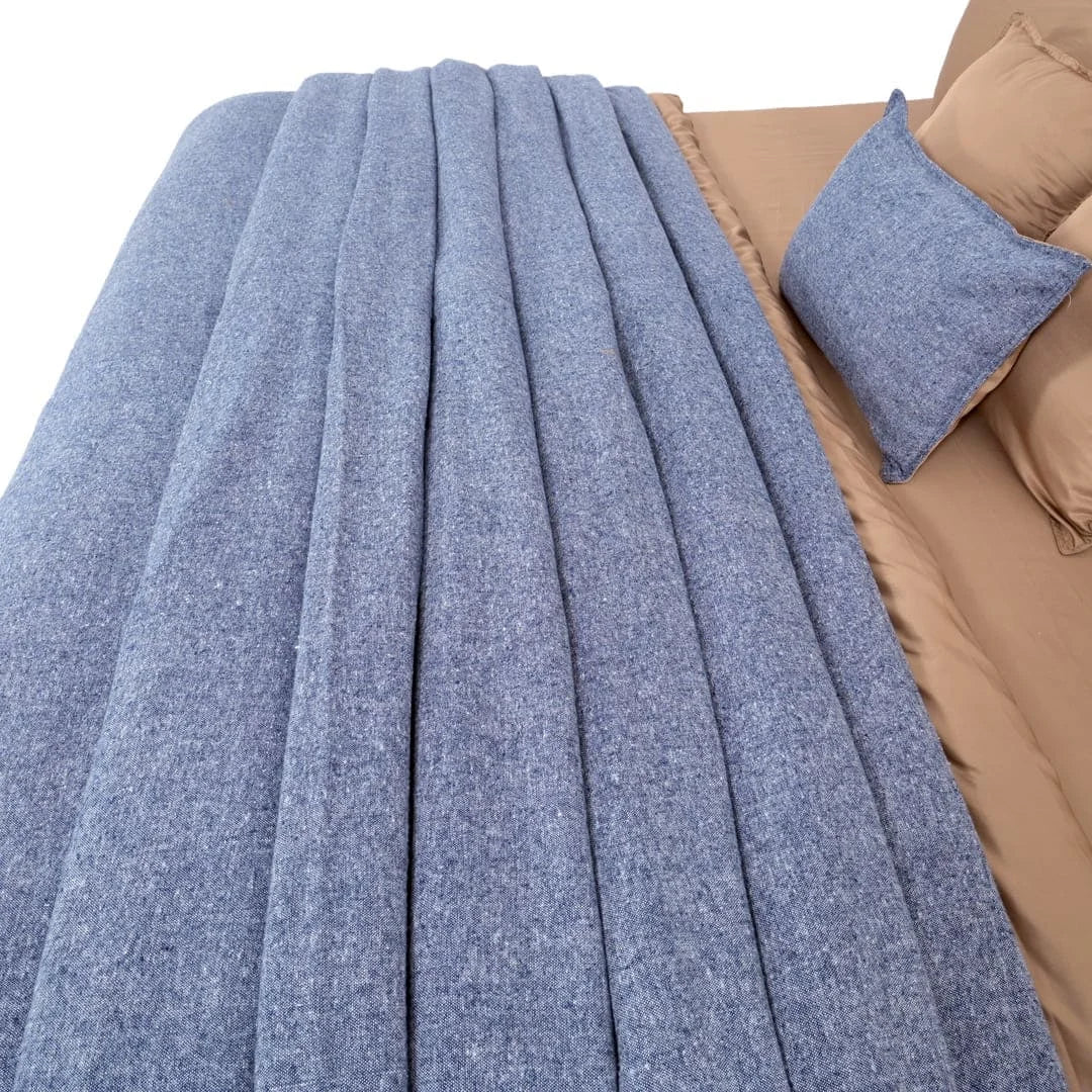 Linen Blend AC Comforter With 2 Pillow Cases and 1 Breakfast Pillow - Fleck