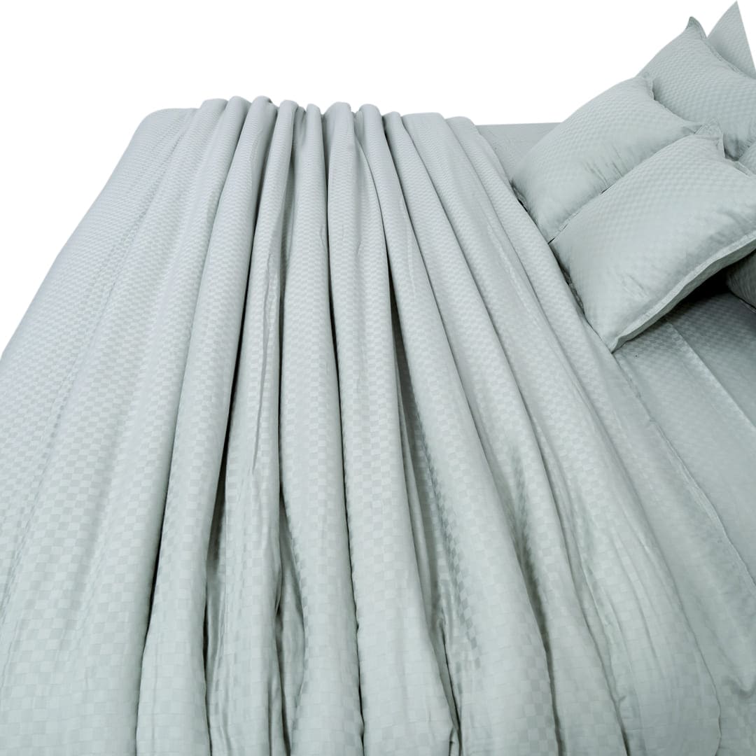 Zeries Egyptian Cotton Jacquard Bedsheets With 2 Pillow Cases & 2 Cushion Covers - Azure