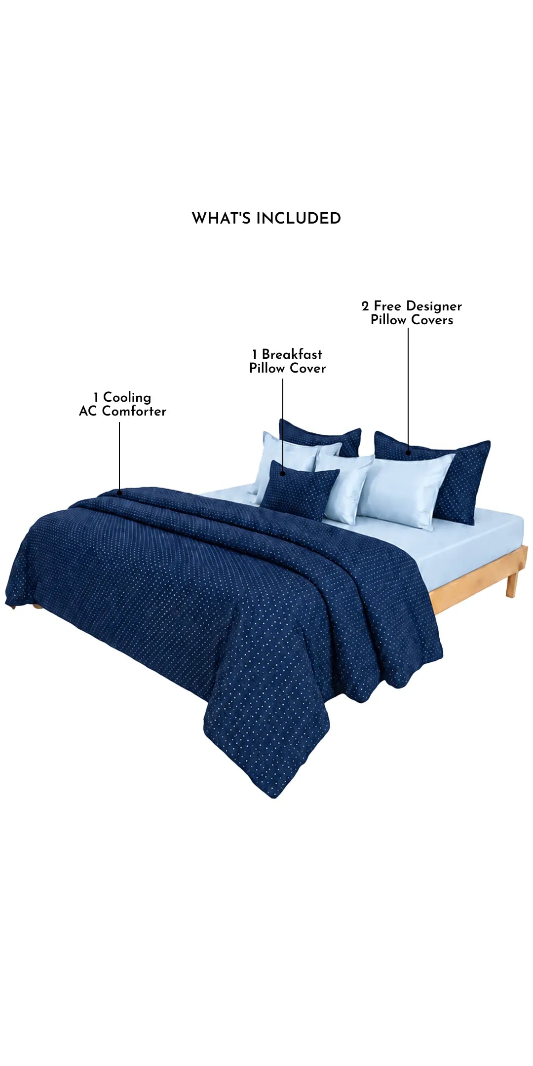Linen Blend AC Comforter With 2 Pillow Cases and 1 Breakfast Pillow - Nebula