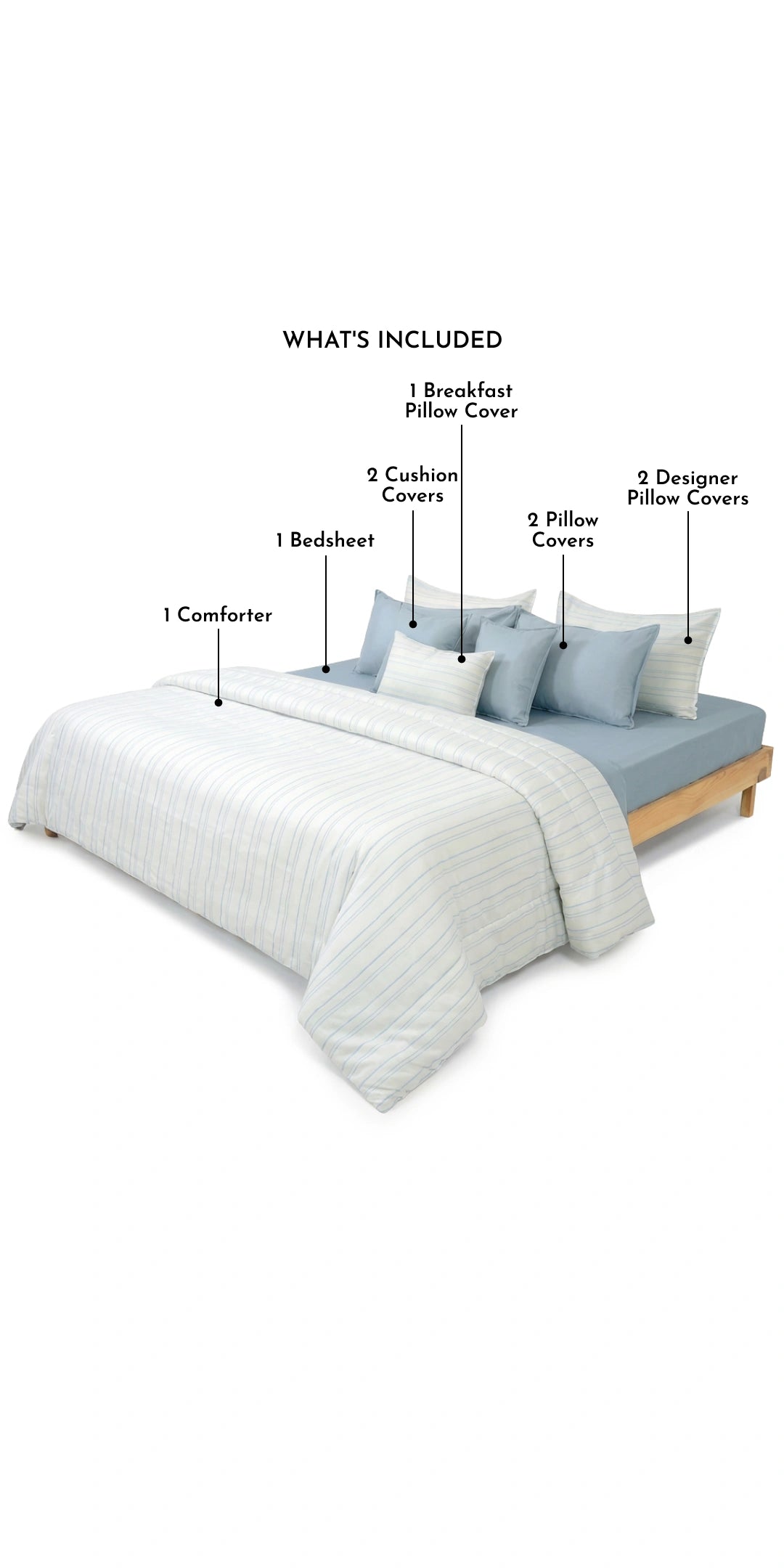 Zarf Linen Blend Bedding Set Of 9 - Shore