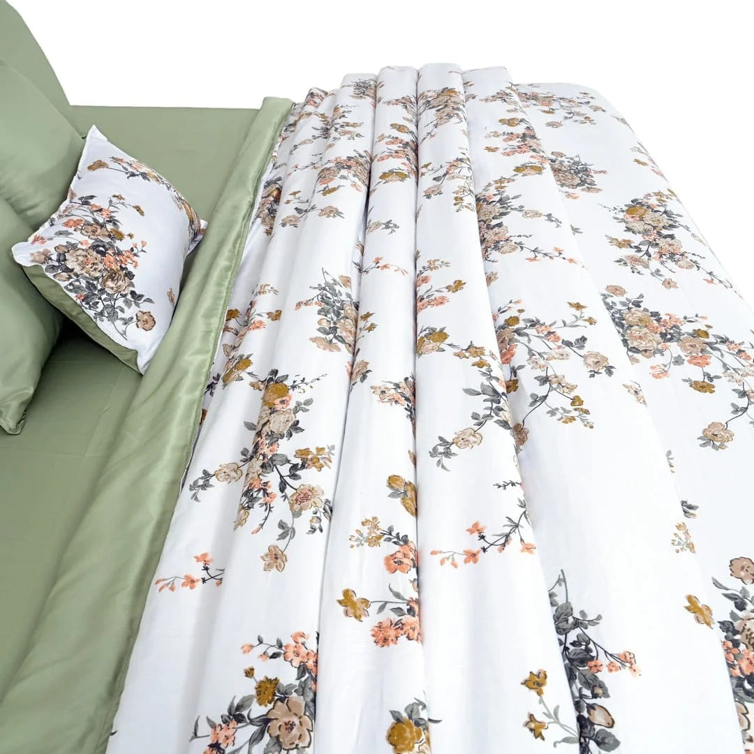 Linen Blend AC Comforter With 2 Pillow Cases and 1 Breakfast Pillow - Ember