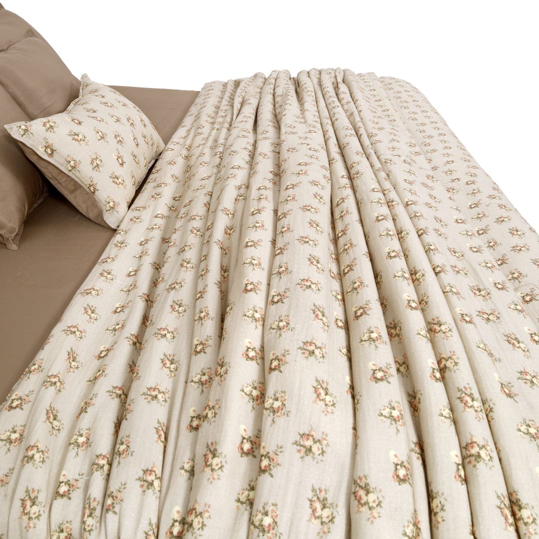 Linen Blend AC Comforter With 2 Pillow Cases and 1 Breakfast Pillow - Heritage