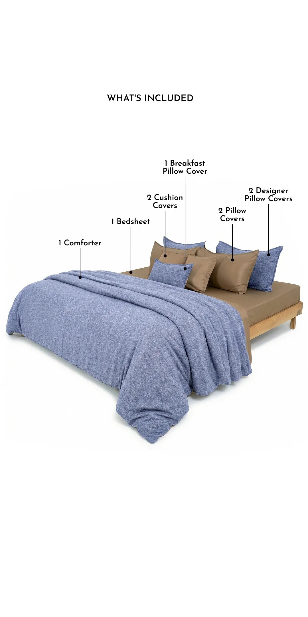 Zarf Linen Blend Bedding Set Of 9 - Fleck