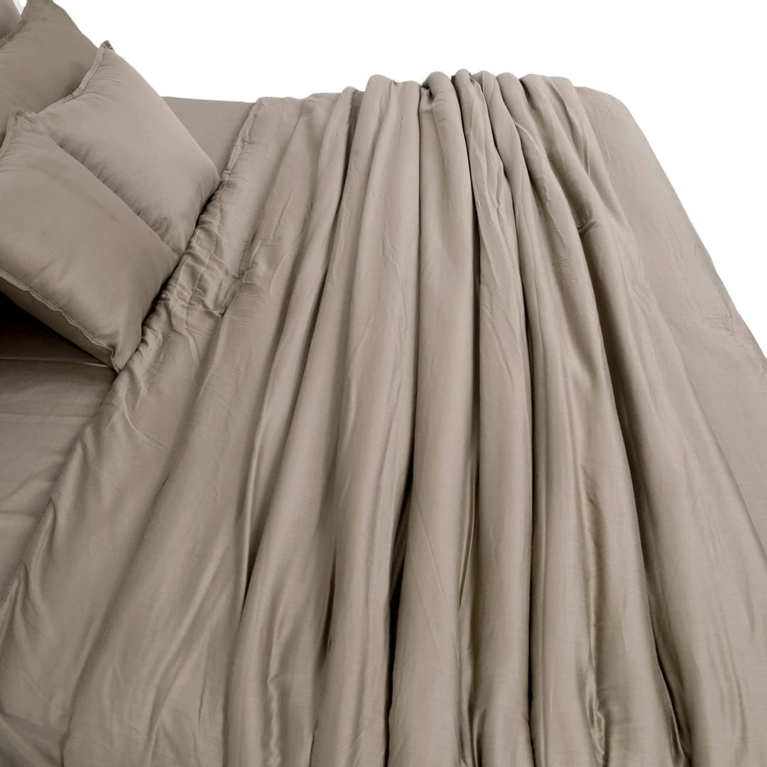 Zeries Egyptian Cotton Bedsheets With 2 Pillow Cases & 2 Cushion Covers - Dove