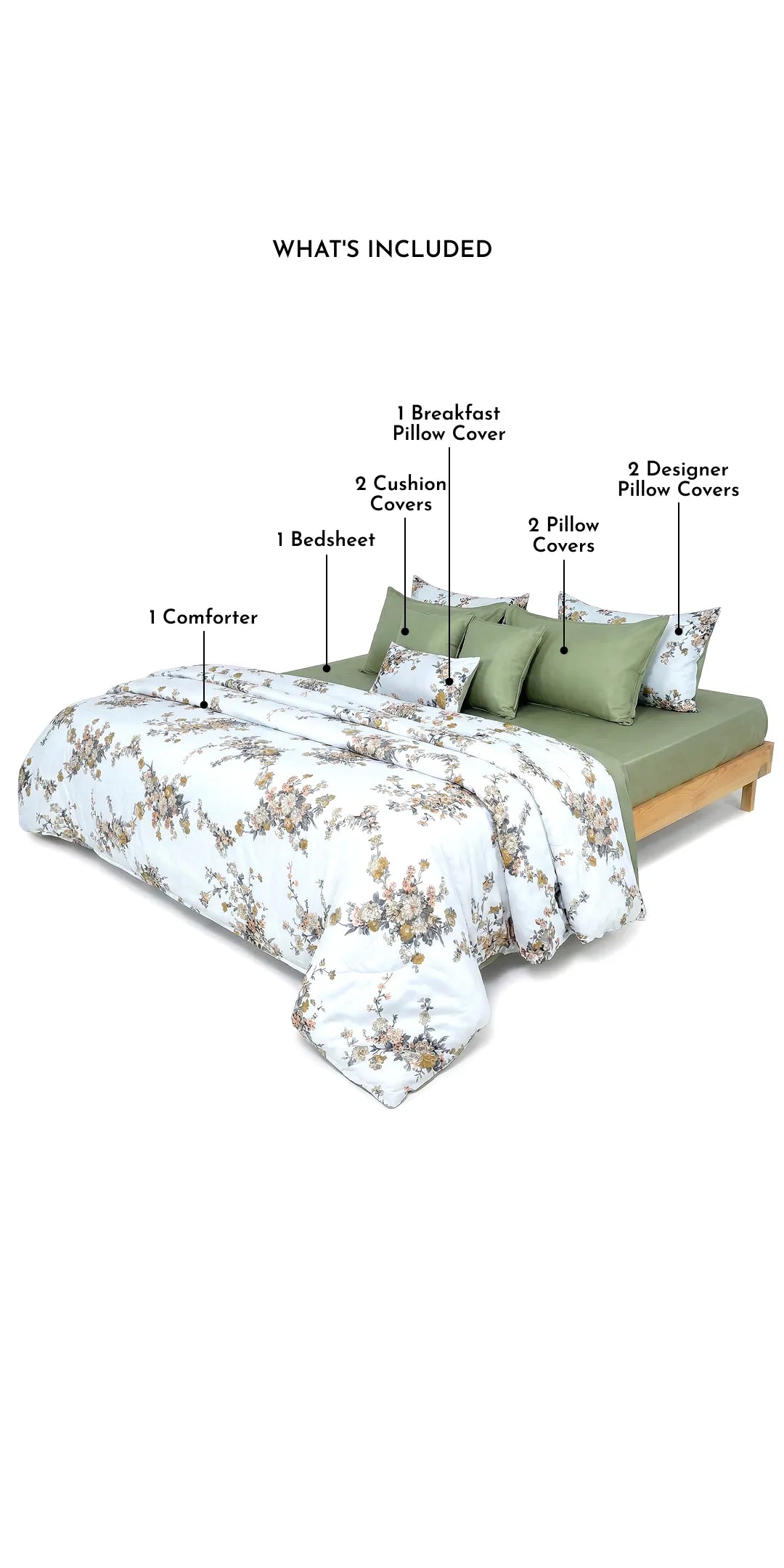 Zarf AC Comforter Bedding Set Of 9 For Single Size Bed - Ember