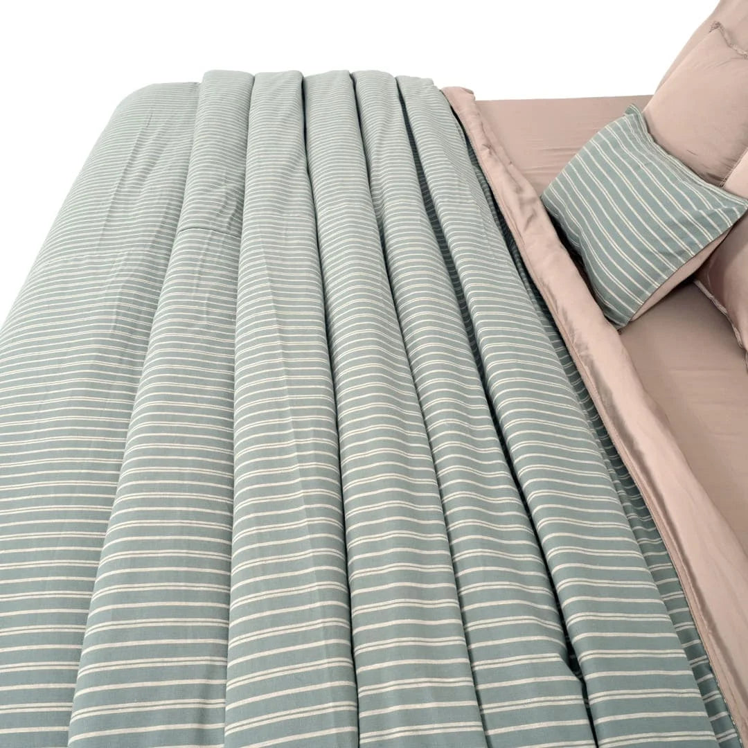 Linen Blend AC Comforter With 2 Pillow Cases and 1 Breakfast Pillow - Grove