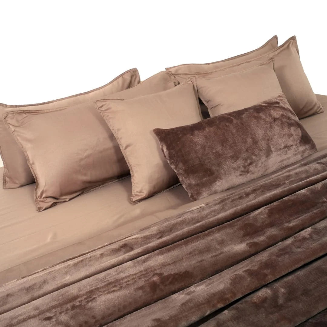 Zarf Premium AC Dohar With Two Pillow Covers & One Breakfast Cushion Cover - Brownstone