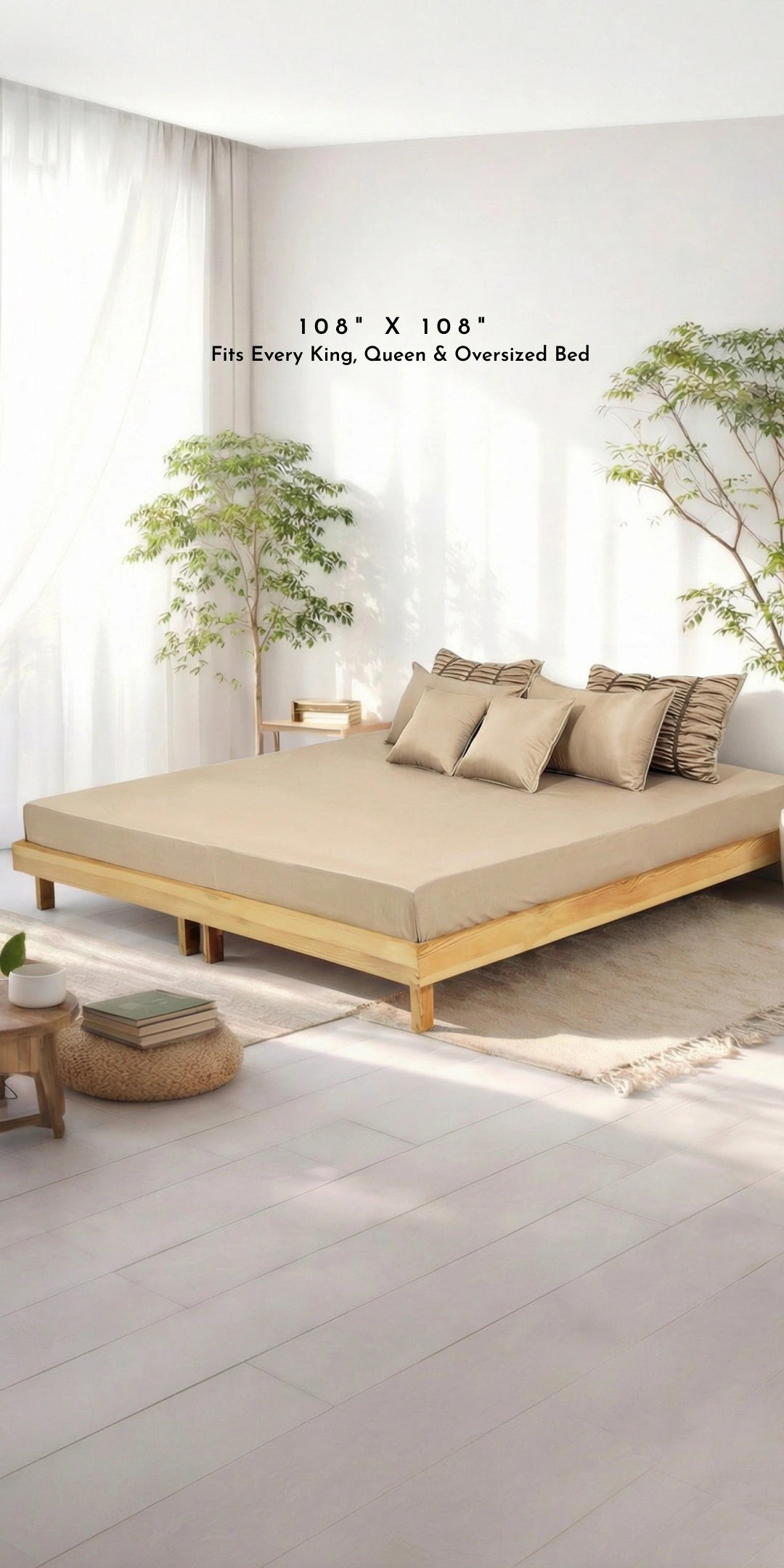 ZARF Italian Staple Weave Bedsheet With 2 Designer Pillow Cases, 2 Solid Pillowcases & 2 Cushion Covers - Marbelle