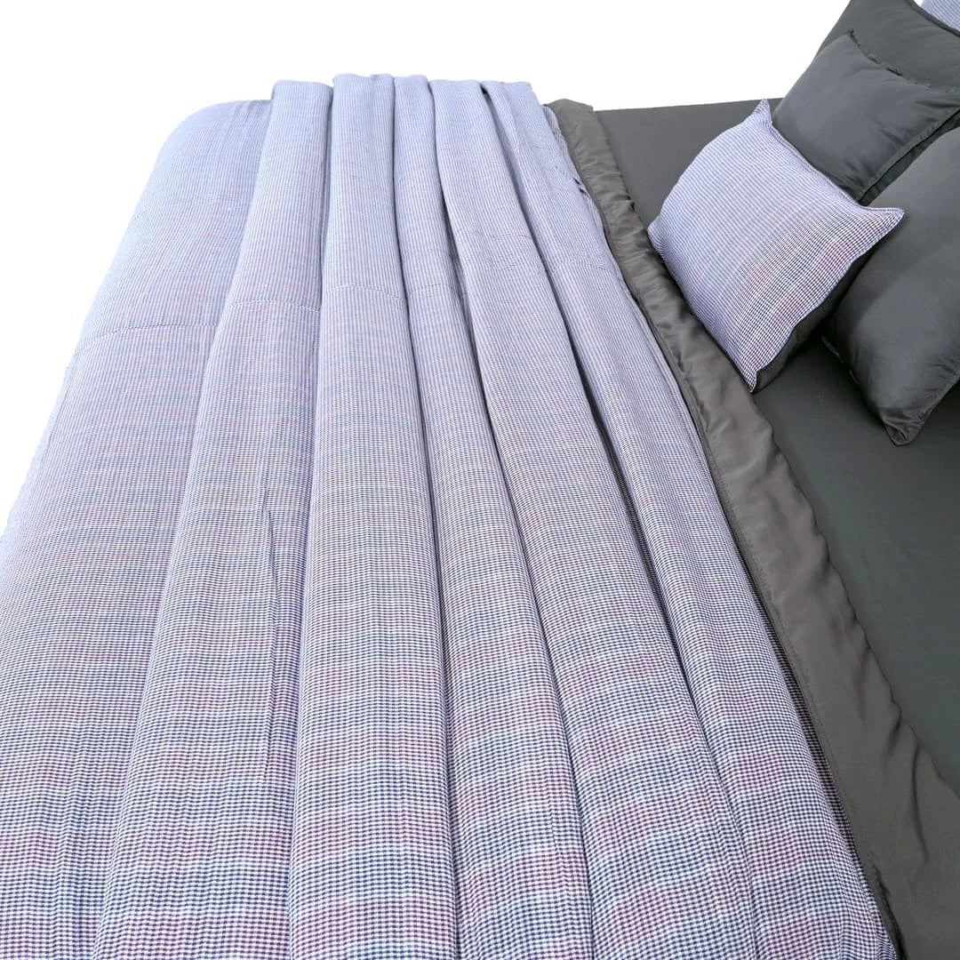 Linen Blend AC Comforter With 2 Pillow Cases and 1 Breakfast Pillow - Iskora