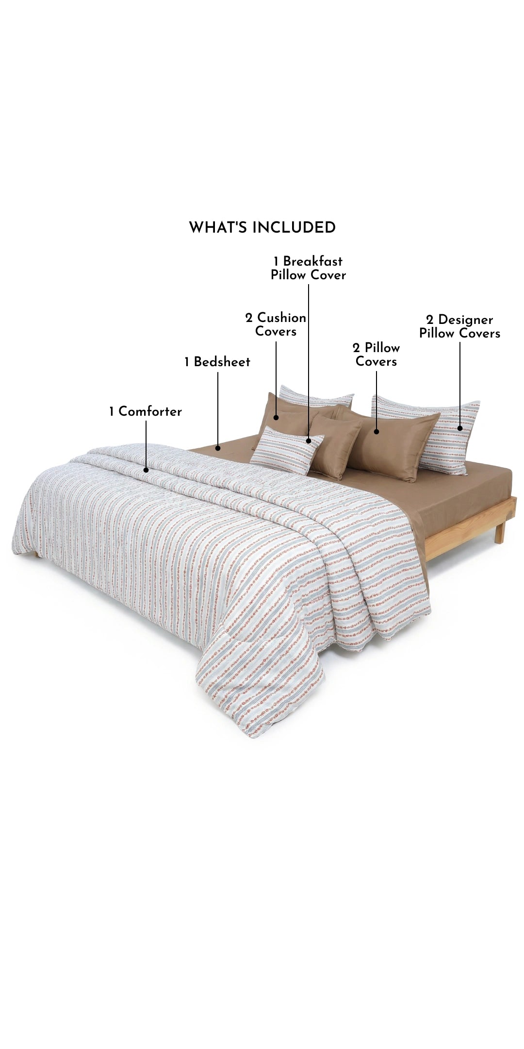 Zarf Linen Blend Bedding Set Of 9 - Fresa