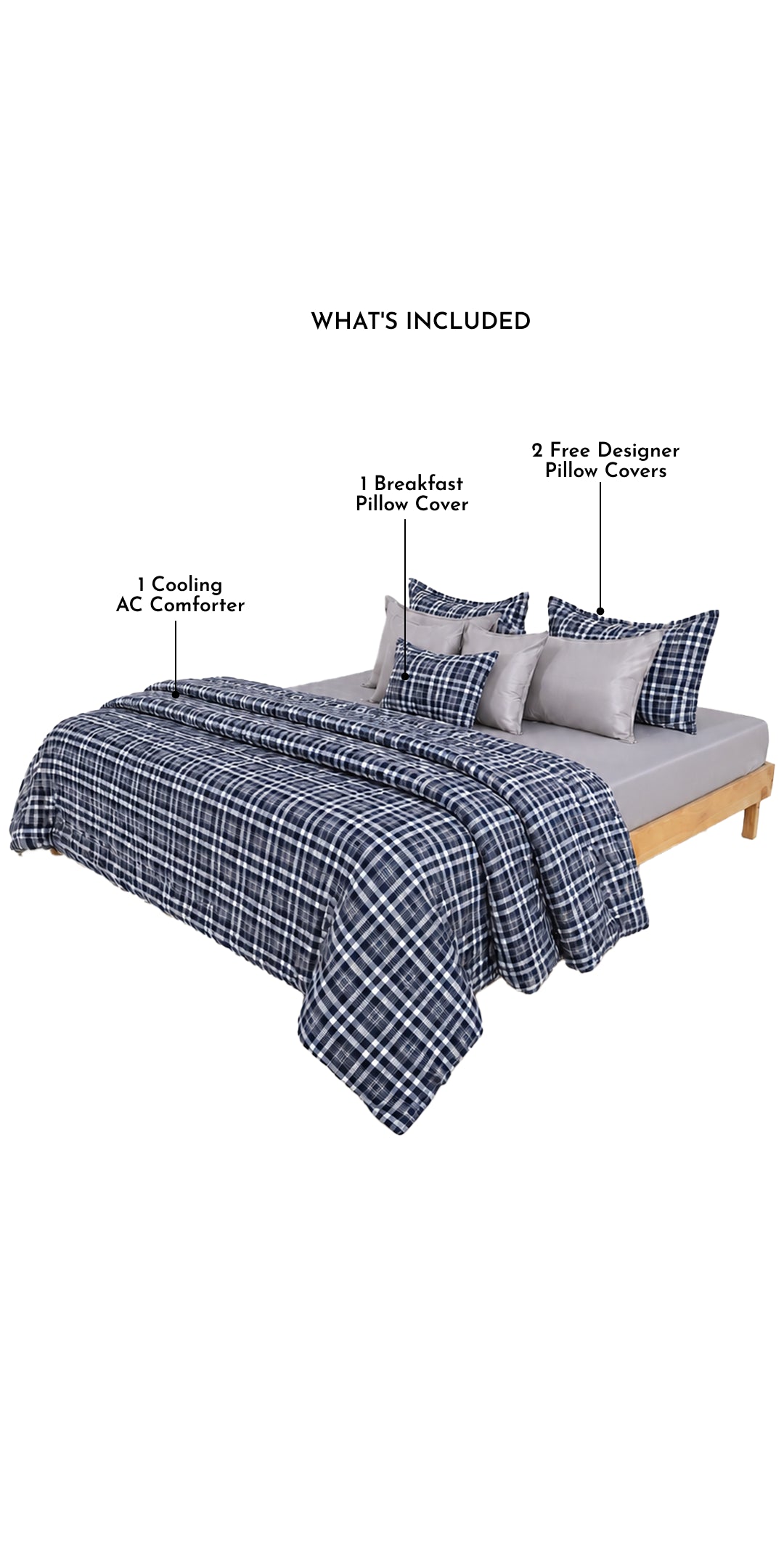 Linen Blend AC Comforter With 2 Pillow Cases and 1 Breakfast Pillow - Beaumont