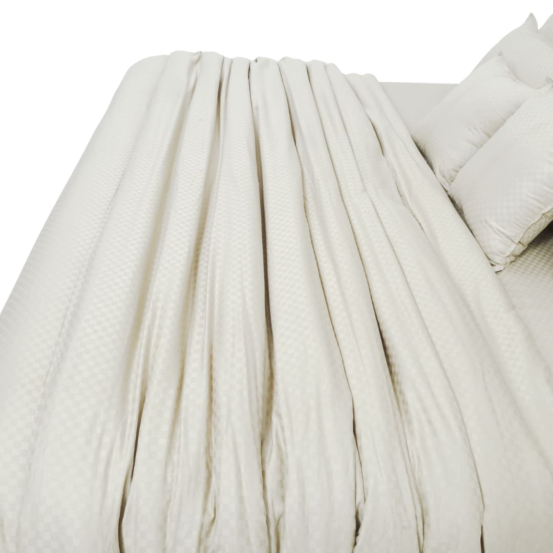 Zeries Egyptian Cotton Jacquard Bedsheets With 2 Pillow Cases & 2 Cushion Covers - Bisque