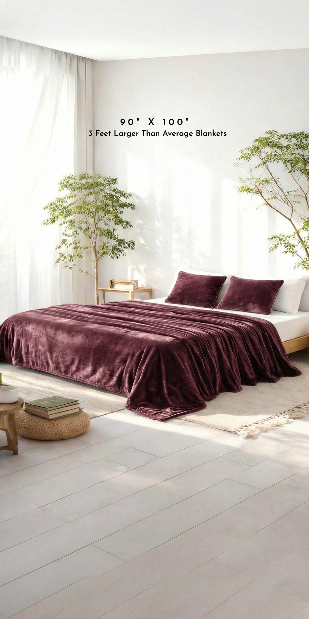Zarf All-Season Premium AC Blanket With Two Cushion Covers - Mulberry